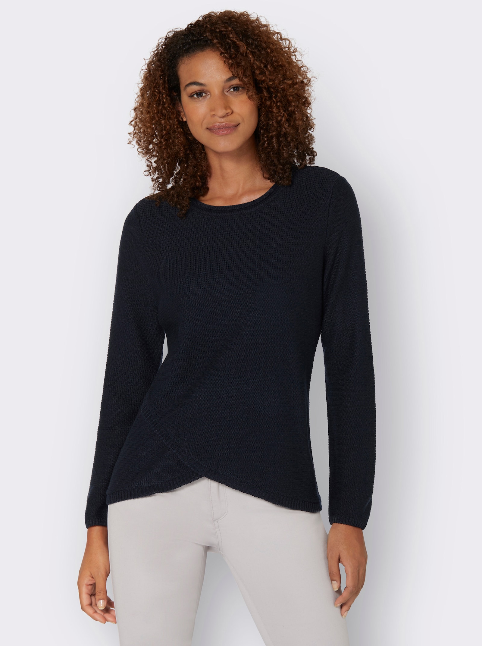 Langarm-Pullover mit asymmetrischem Saum - marine