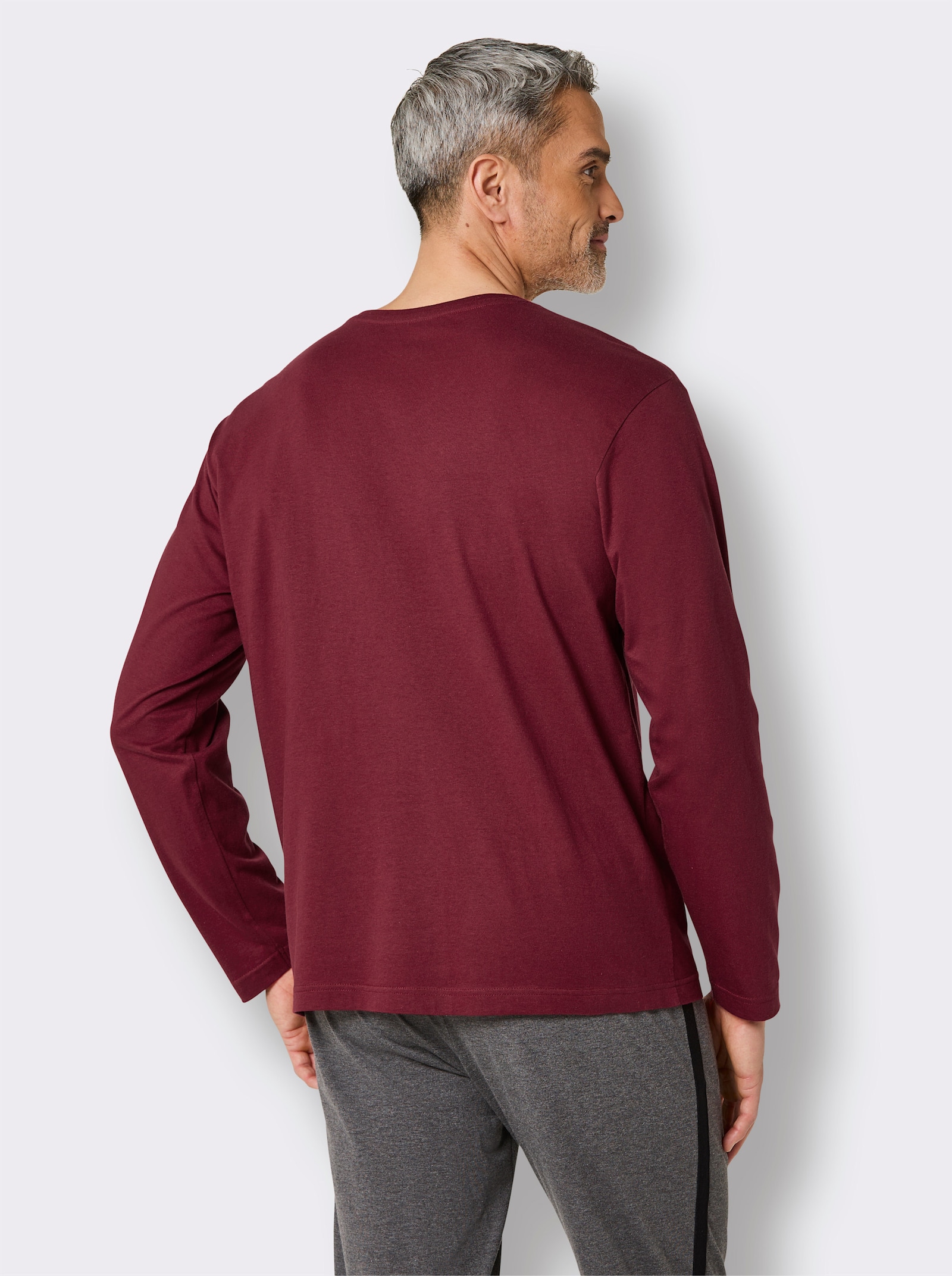 wäschepur men Schlafanzug-Shirt - dunkelrot