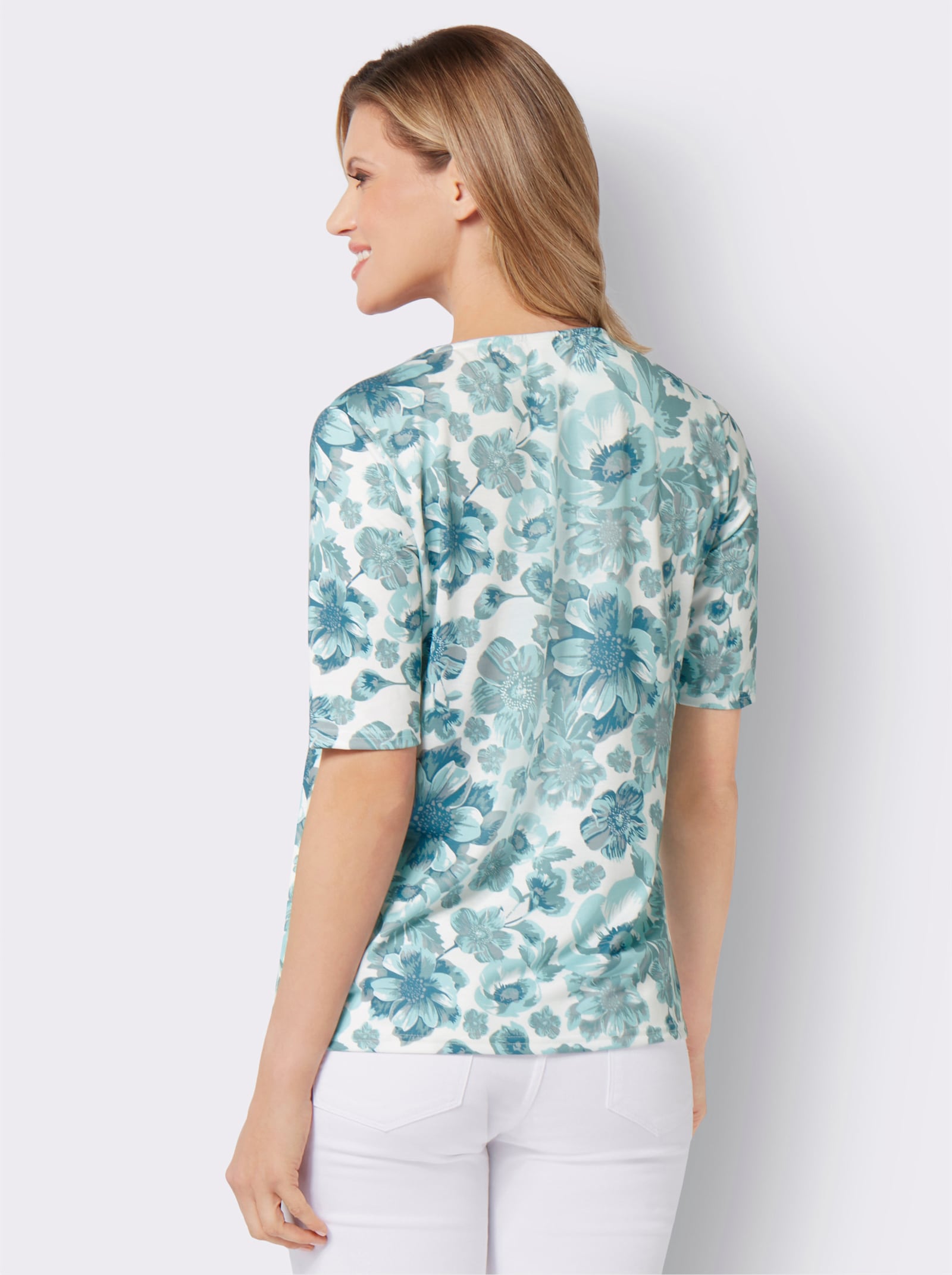 Shirt met korte mouwen van jersey - wit/jade bedrukt