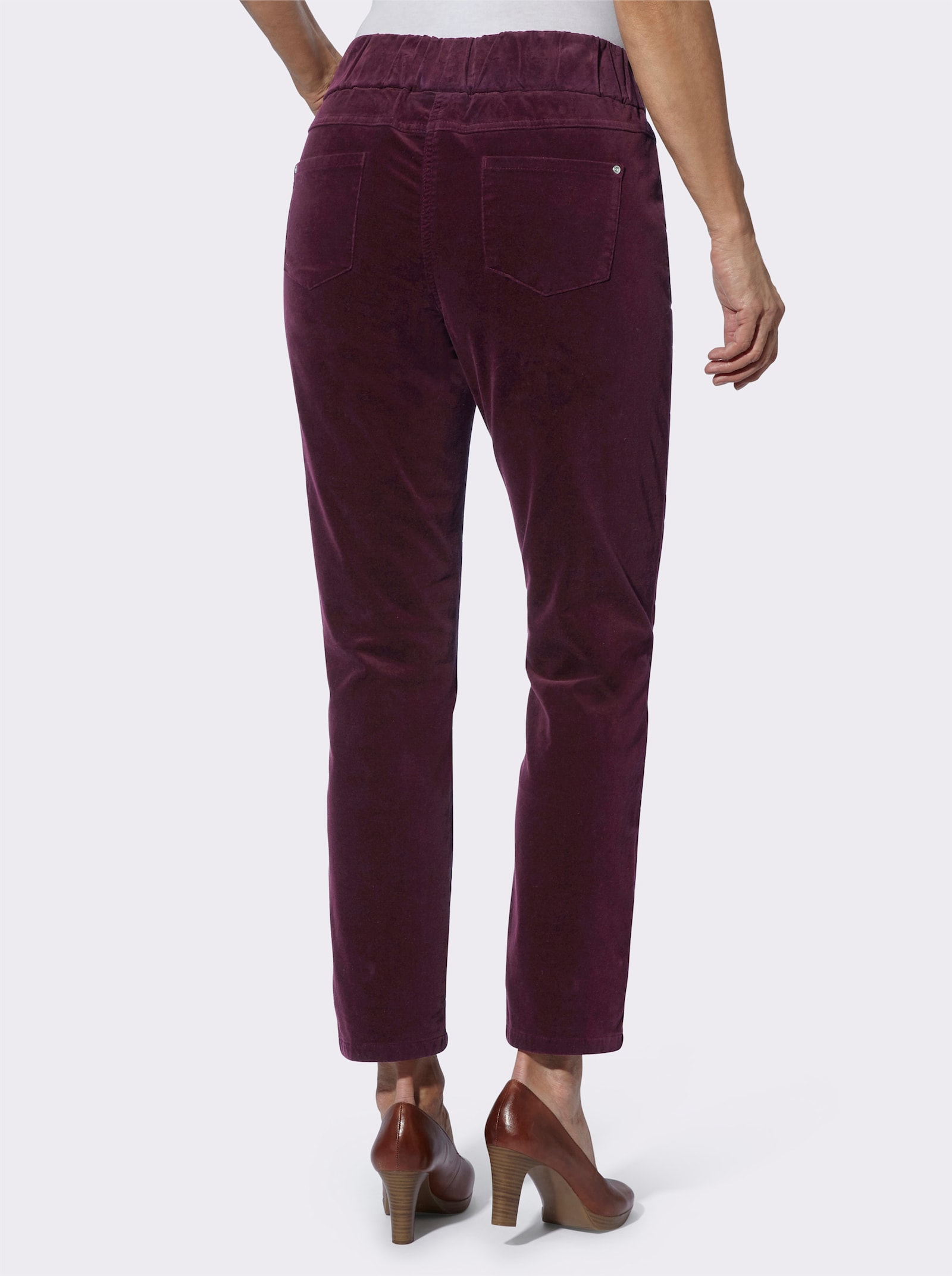 Comfortbroek van fluweel - bordeaux