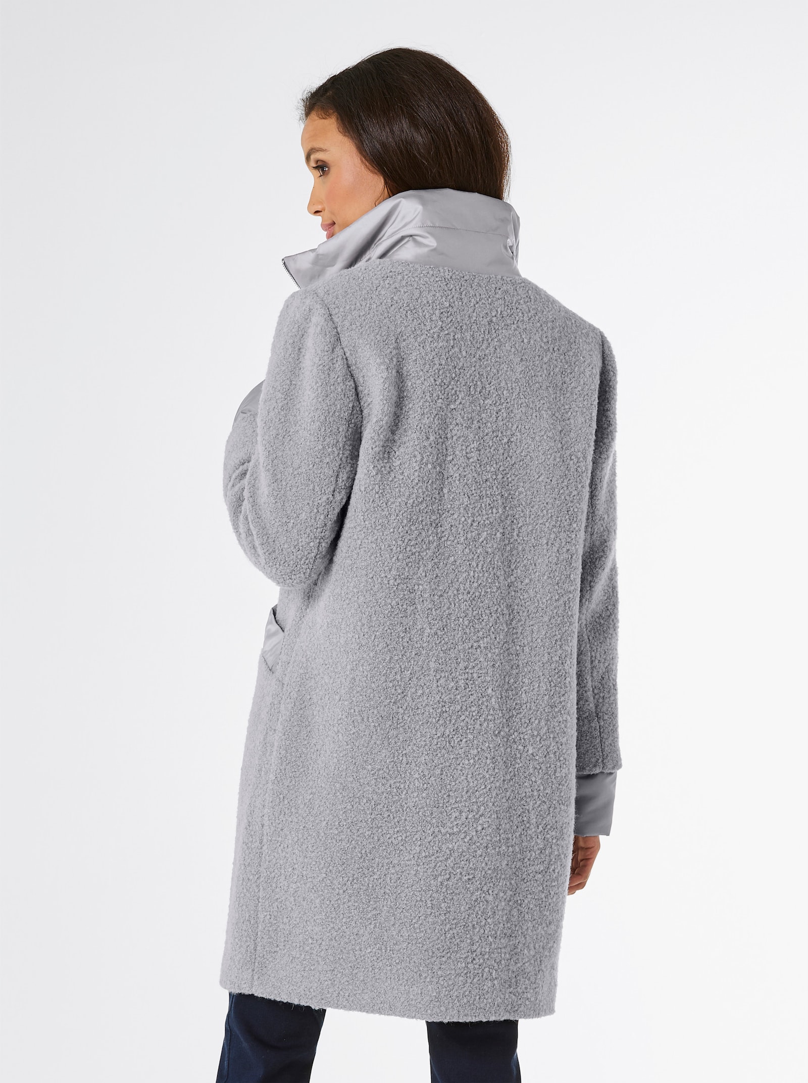 CREATION L PREMIUM Manteau en laine avec poche intérieure à glissière - gris pierre-bleu fumée chiné