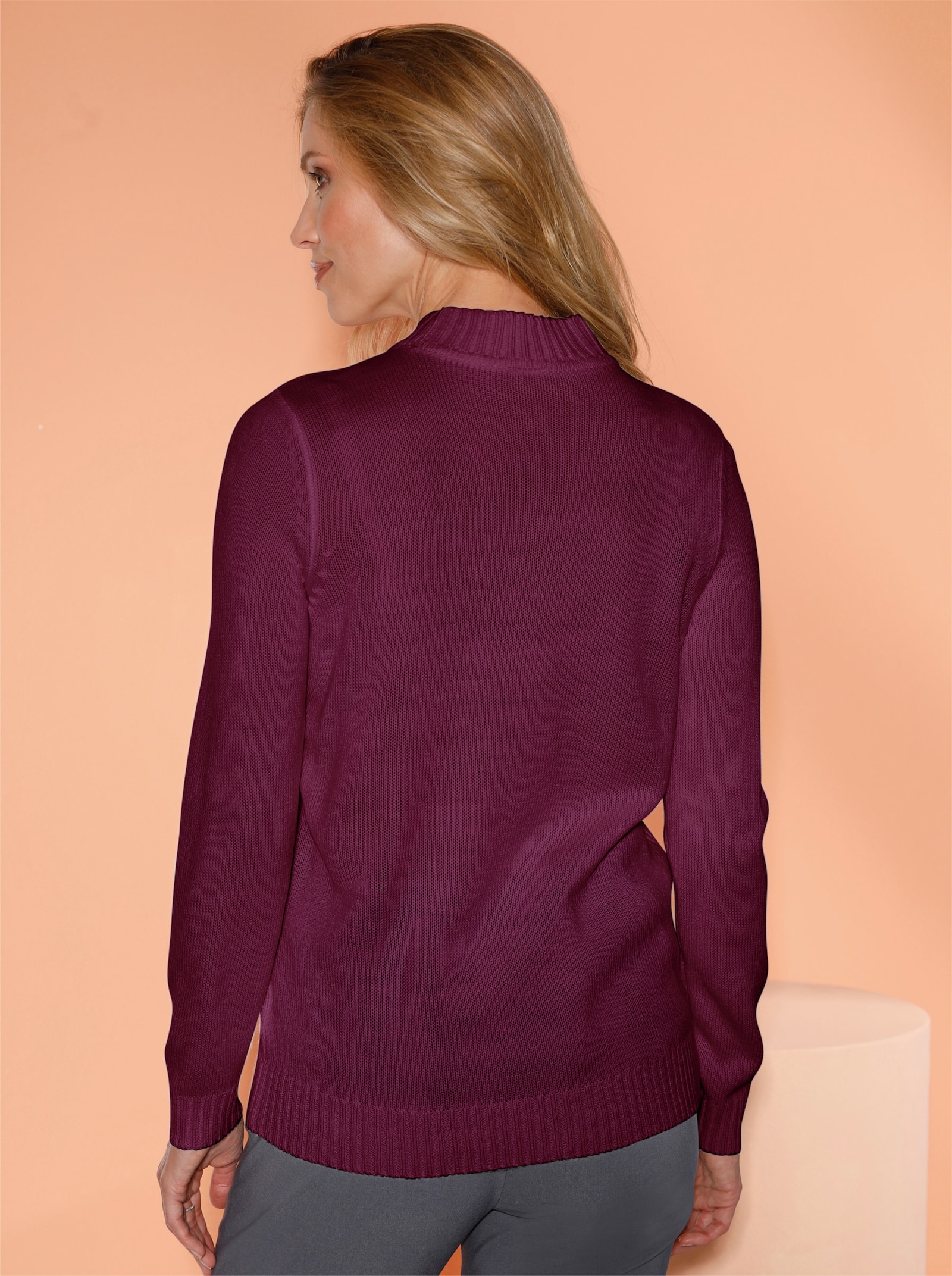 Tröja med halvpolo med flätat mönster - bär