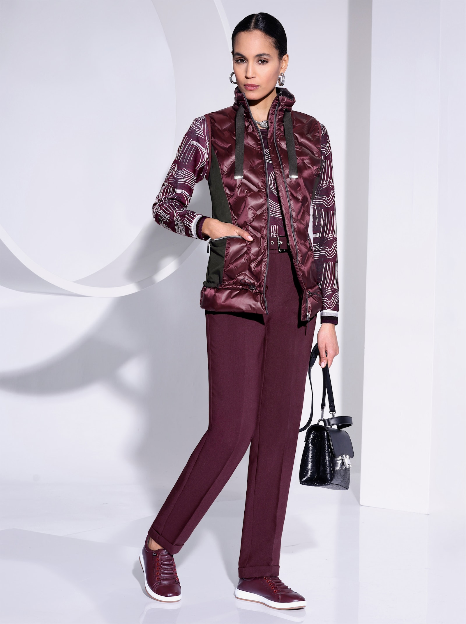 Pantalon met persplooien - bordeaux