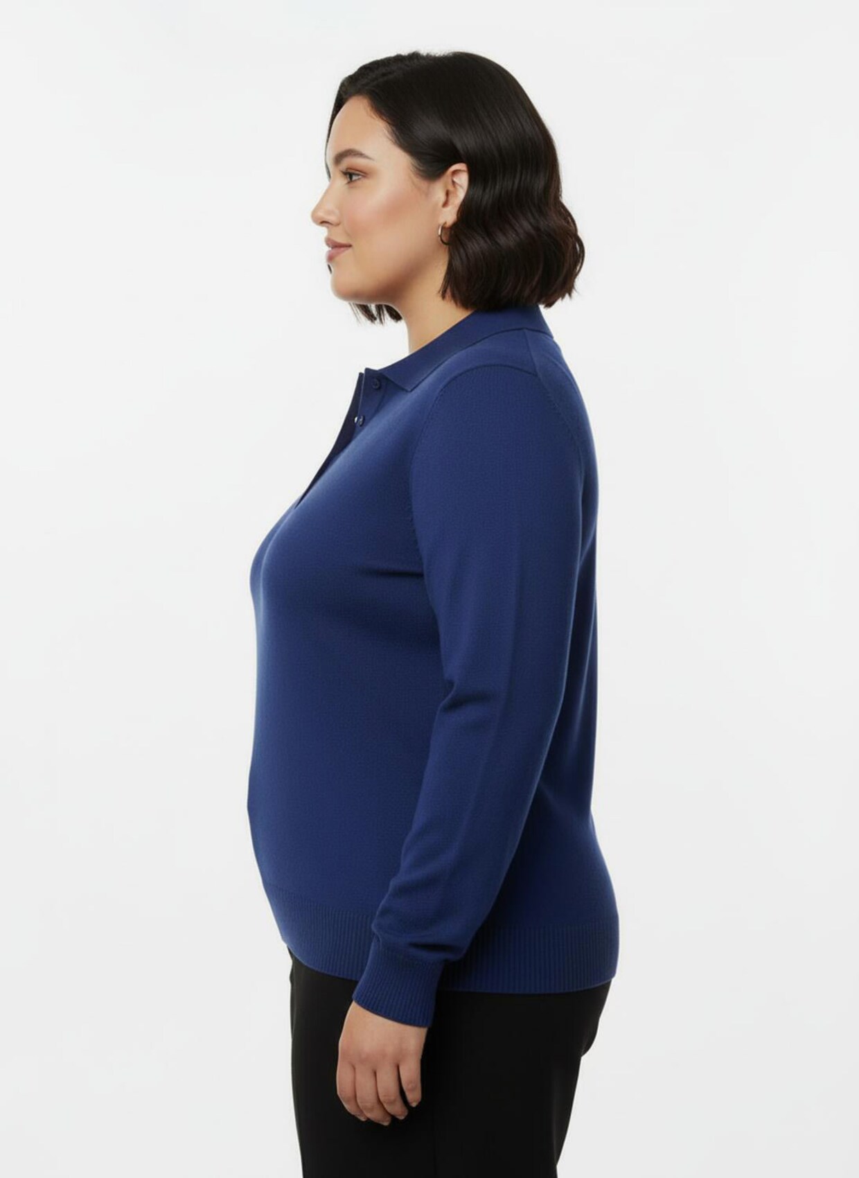 Polopullover mit kurzer Knopfleiste - royalblau