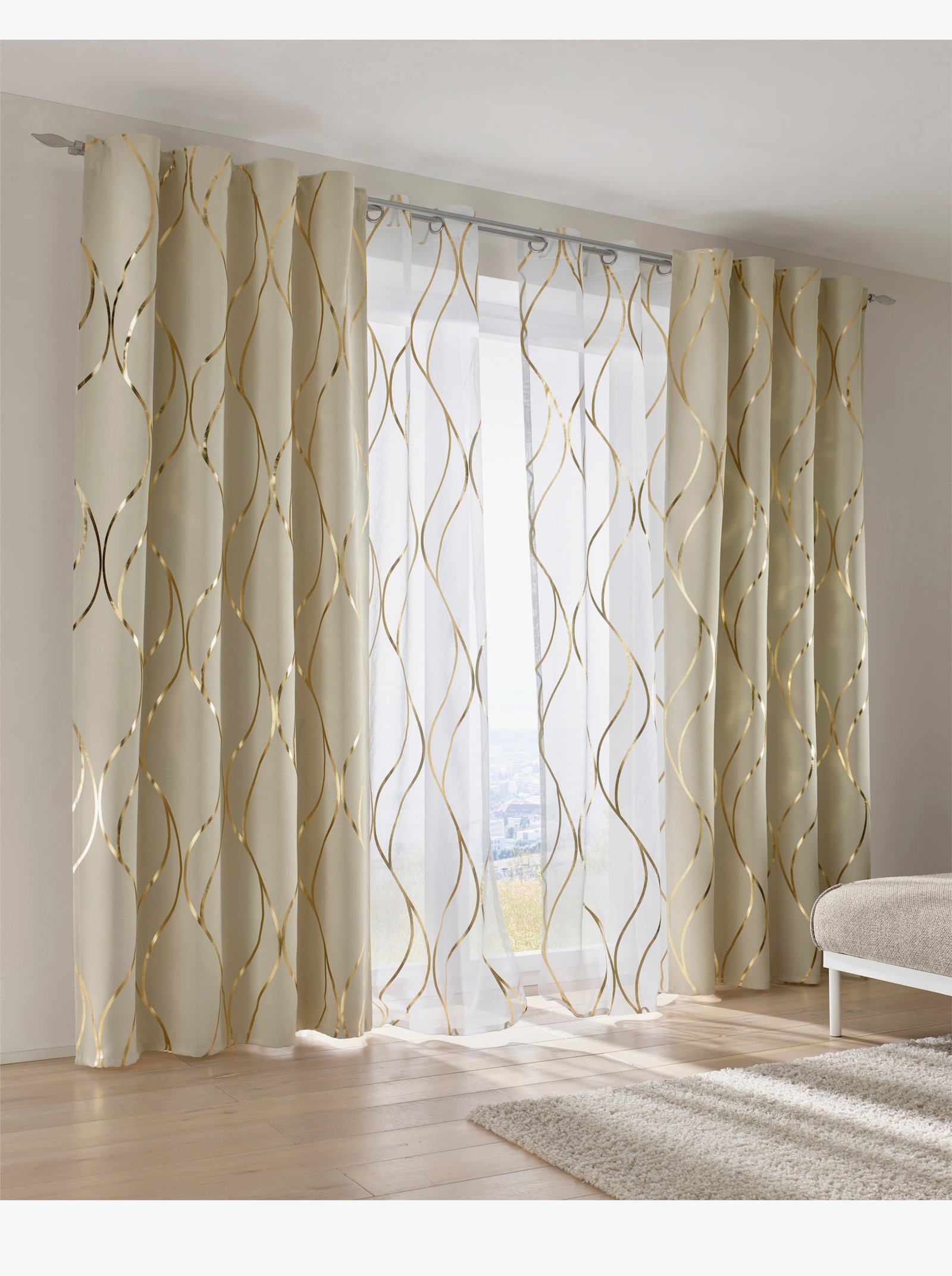 heine home Verdunklungsschal - beige-goldfarben