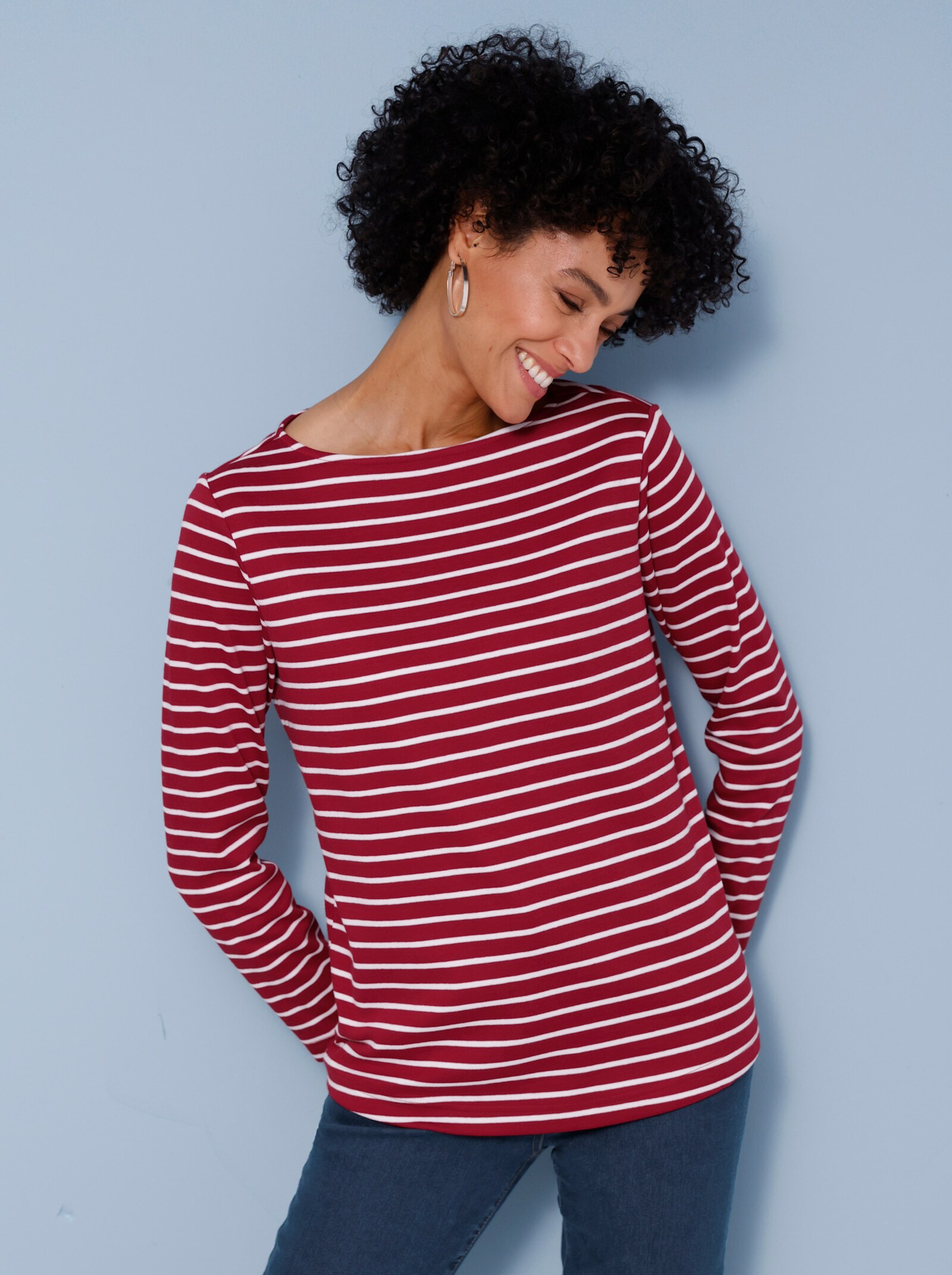  Sweatshirt im Ringel-Dessin - kirsche-ecru-geringelt
