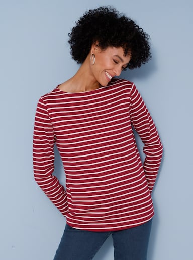 Sweatshirt im Ringel-Dessin - kirsche-ecru-geringelt