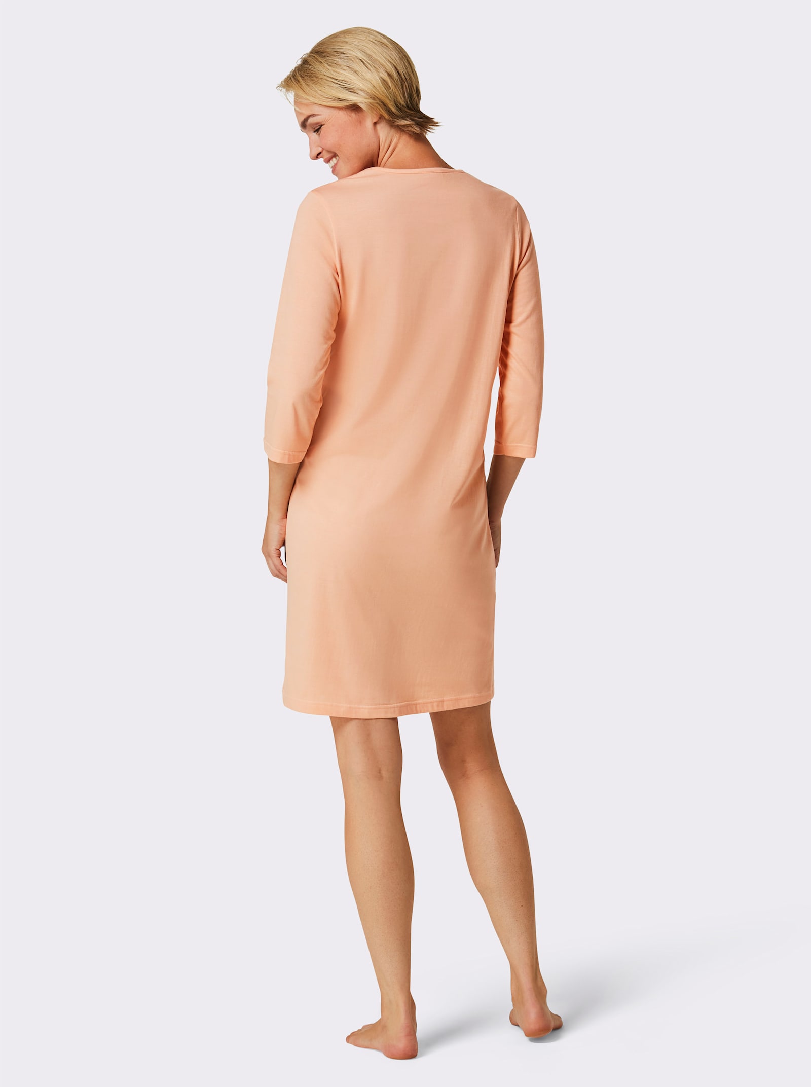 wäschepur Sleepshirts im Baumwoll-Mix - apricot + apricot-ecru-gestreift