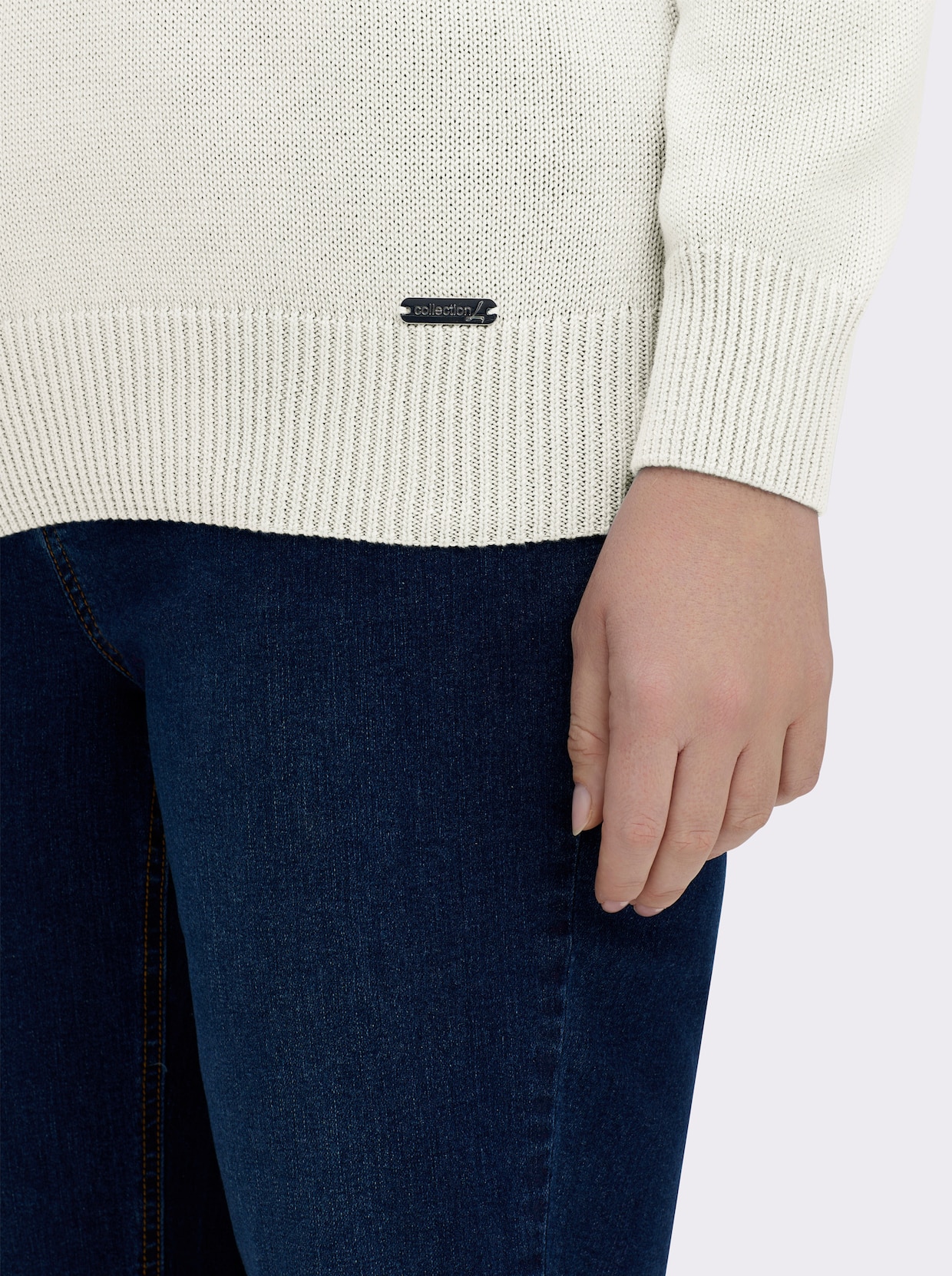 Pullover met V-hals - wolwit