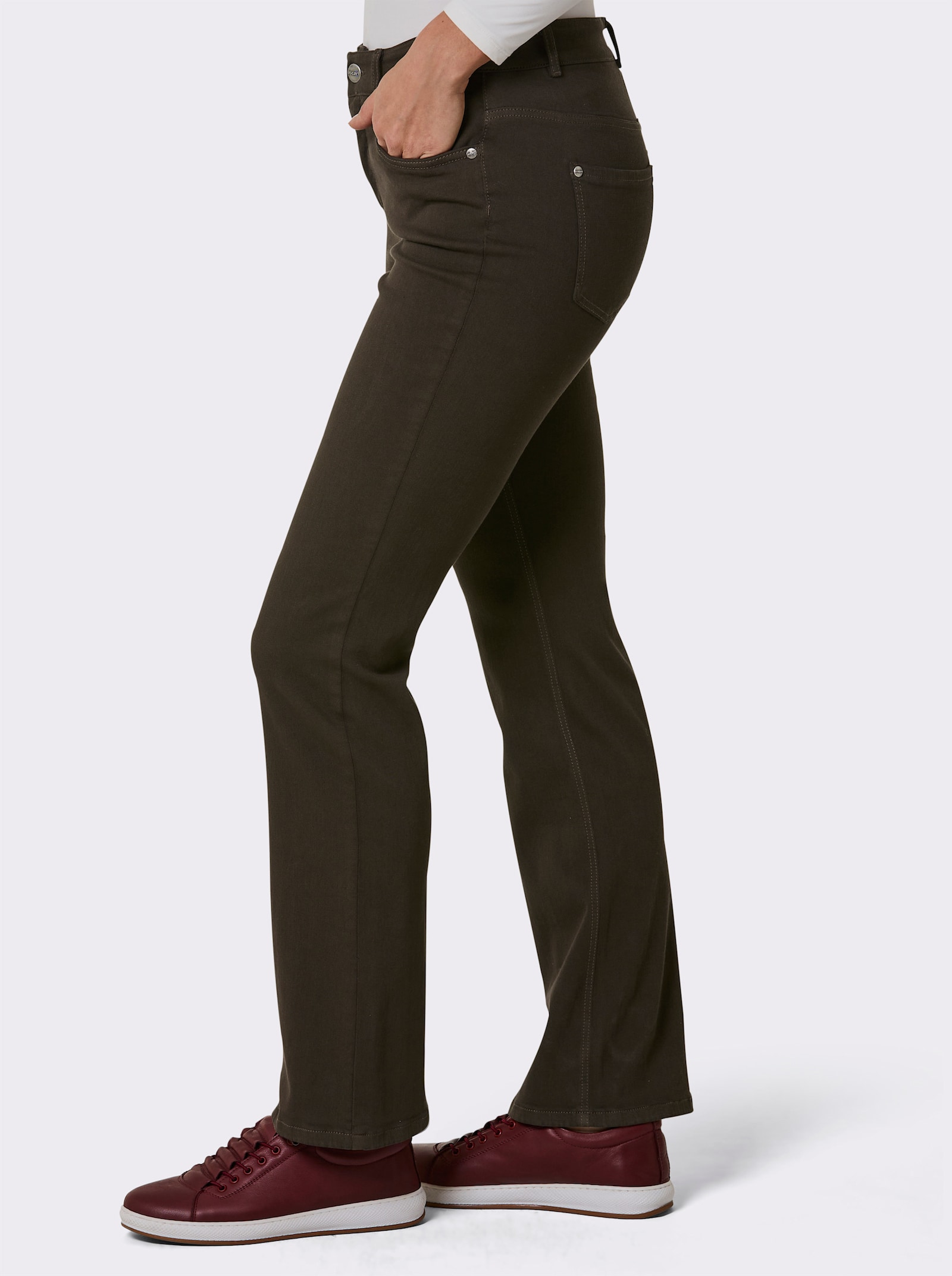 Ascari Stretch-Jeans mit weitem Bein - schoko