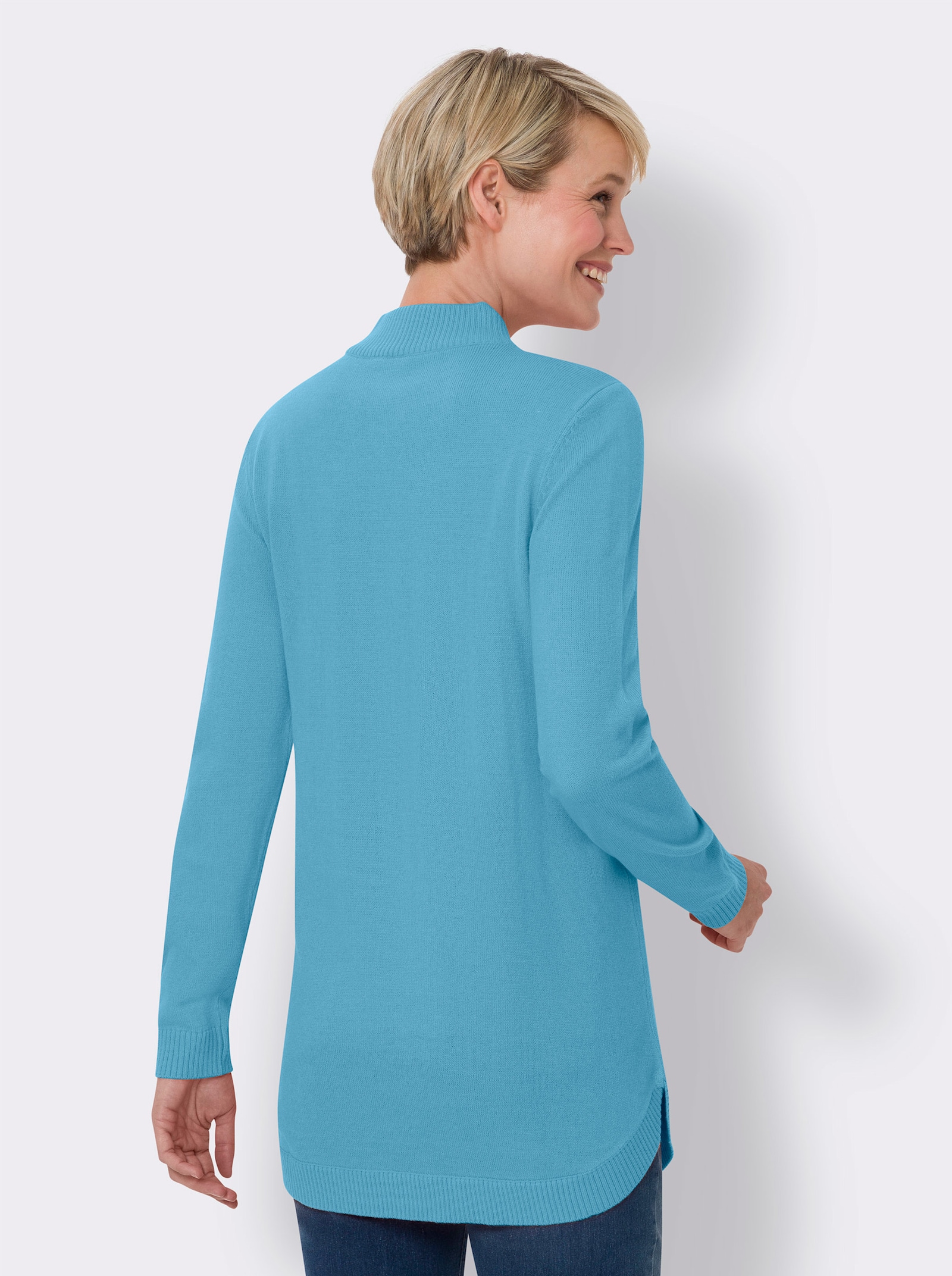 Pullover mit abgerundetem Saum - aqua