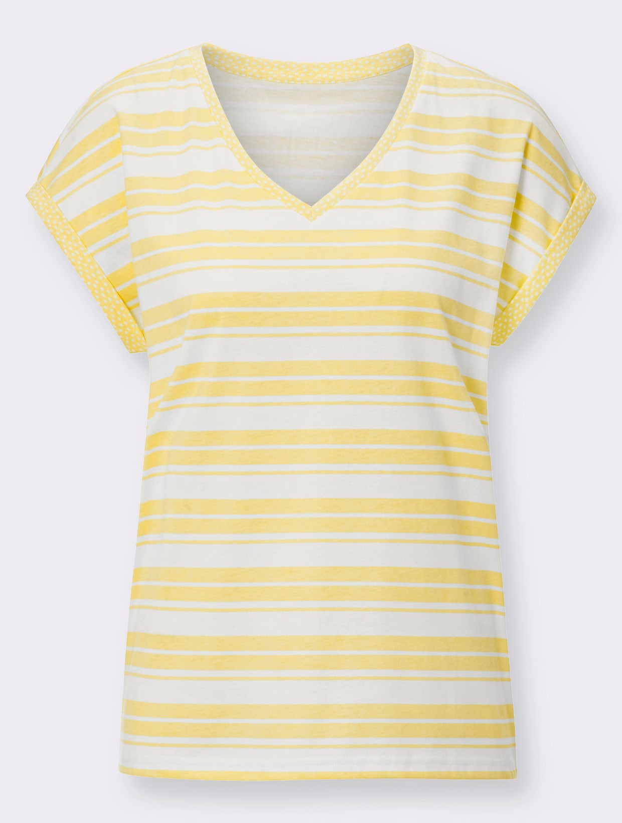 Proužkované tričko - citronová-bílá-proužek
