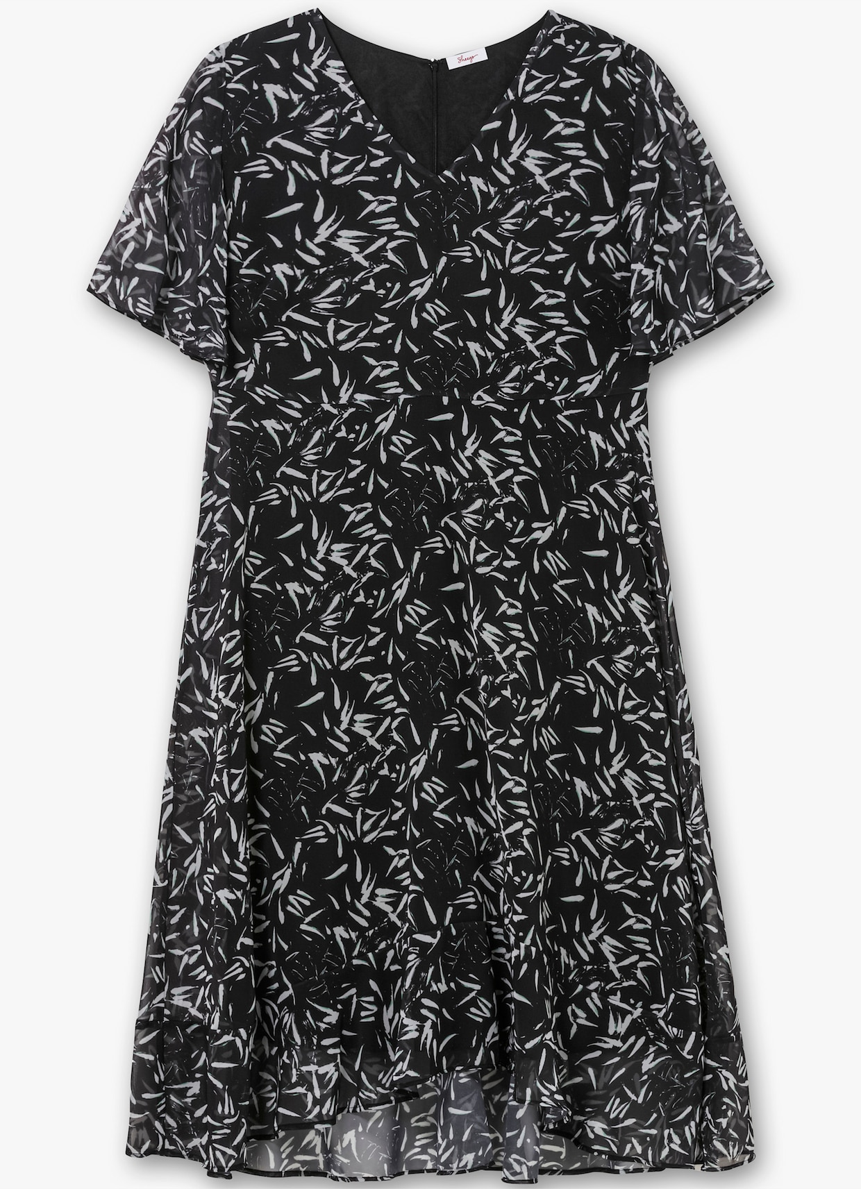 sheego Chiffon jurk - zwart/wit gedessineerd