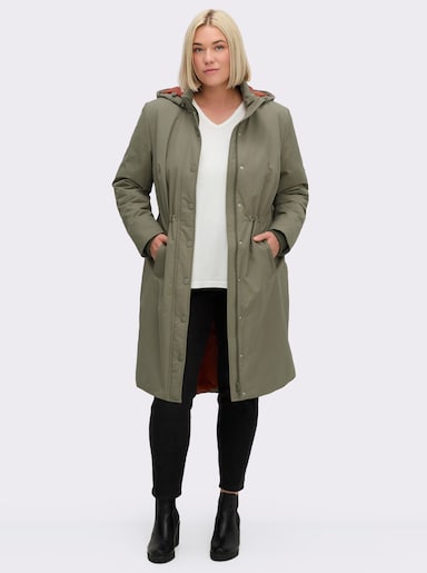 sheego Funktionsmantel - khaki-rostrot