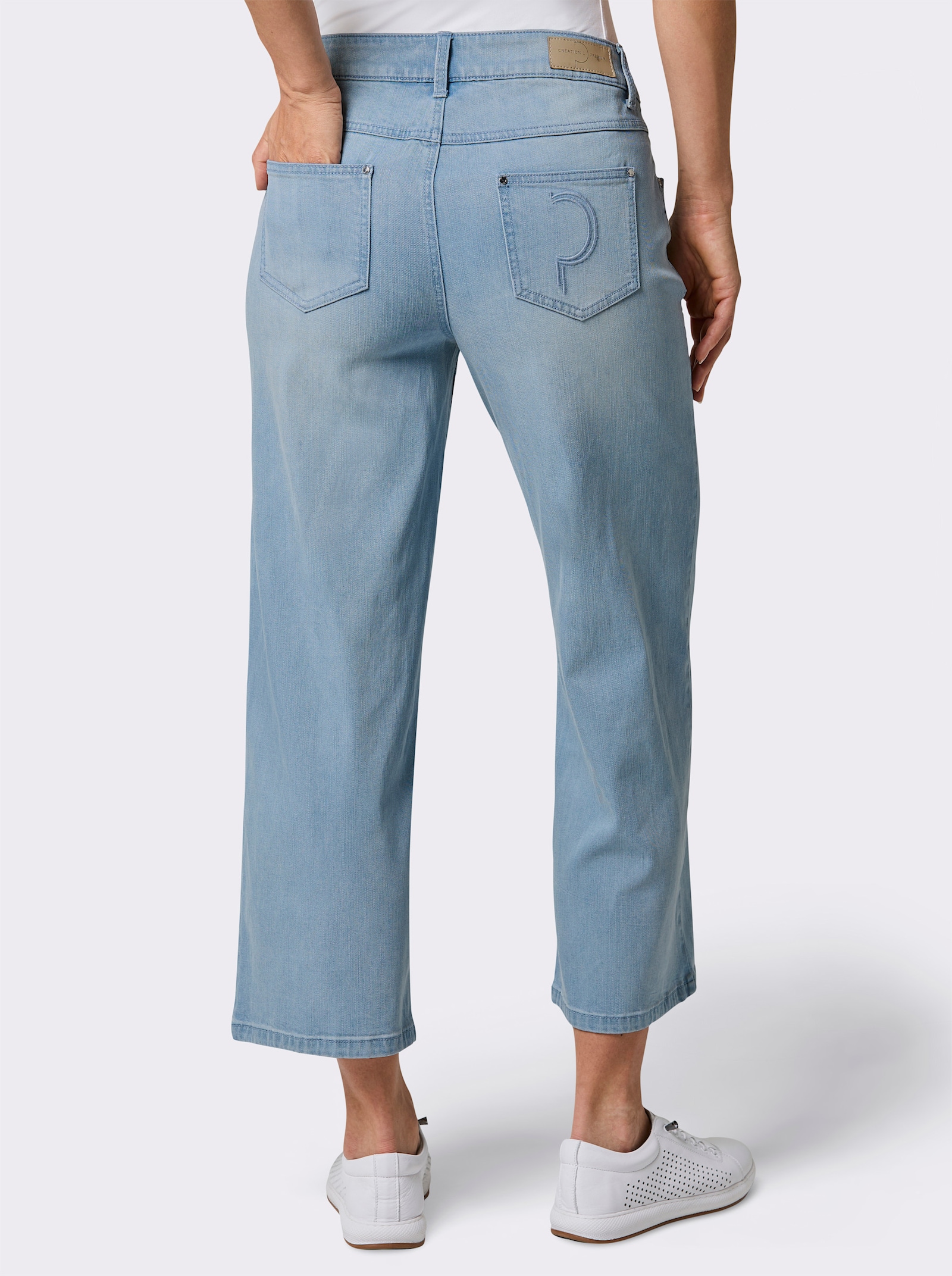 CREATION L PREMIUM Stretch-Jeans mit Stickerei - blue-bleached