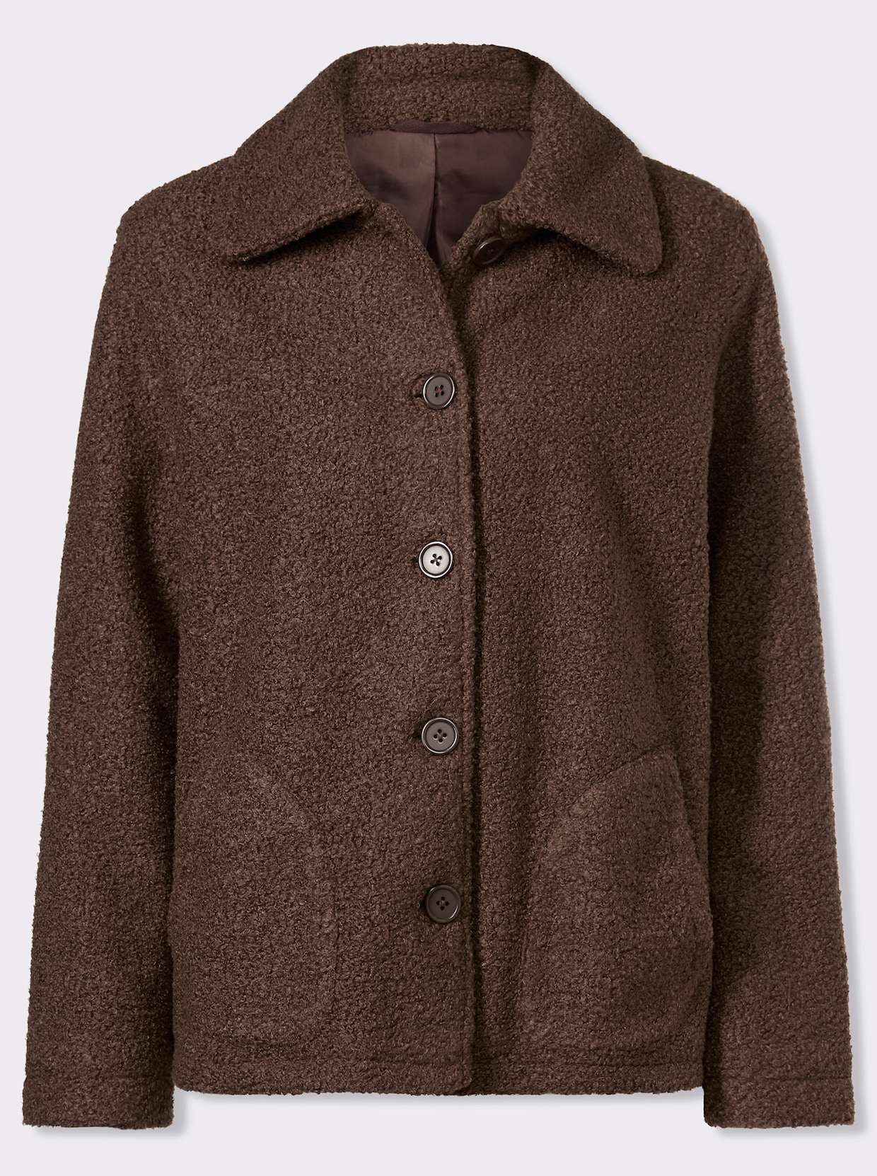 Boucléjack voor normale wintertemperaturen - chocolade