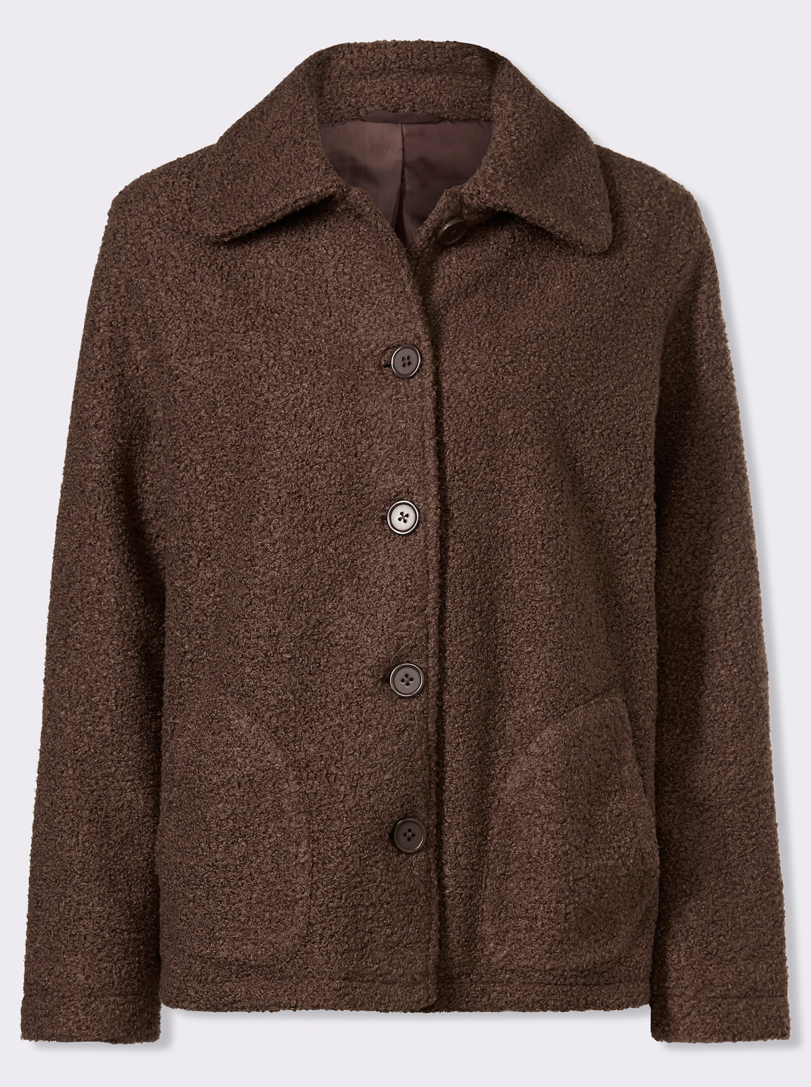 Boucléjack voor normale wintertemperaturen - chocolade