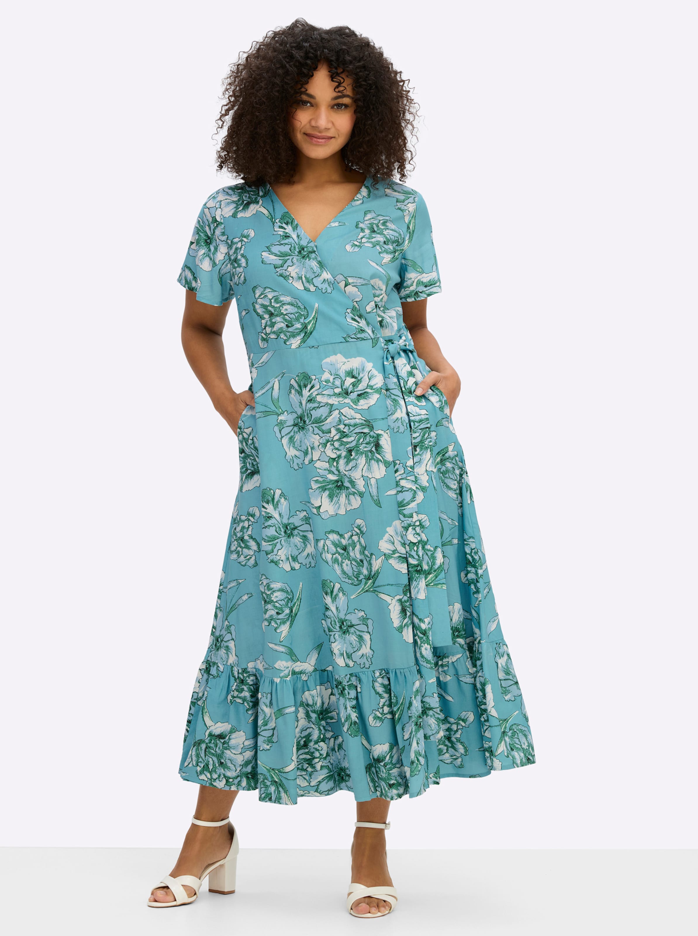sheego by Joe Browns Wickelkleid "Kleid" Nahttasche