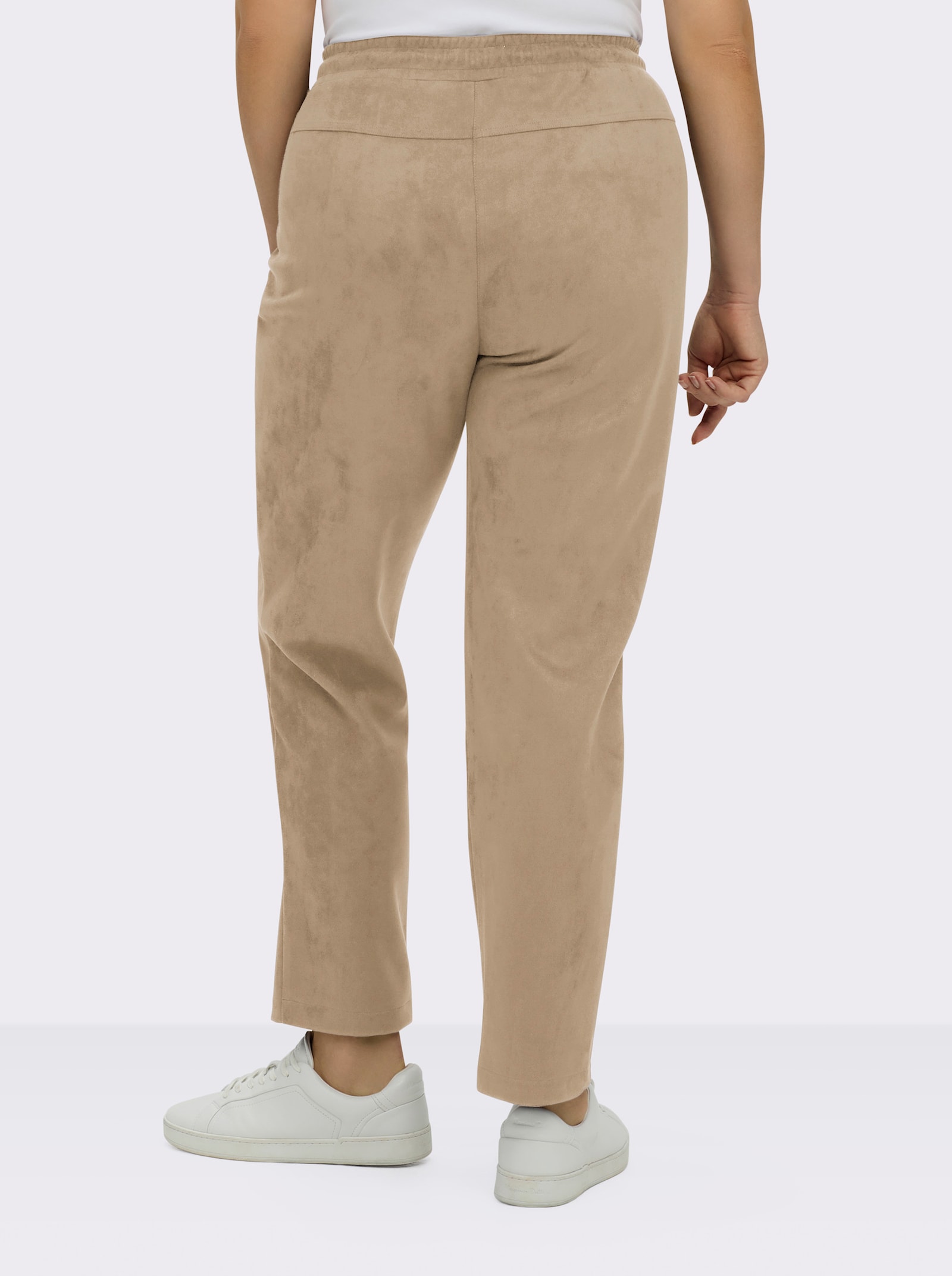 sheego Comfortbroek in suèdelook - beige