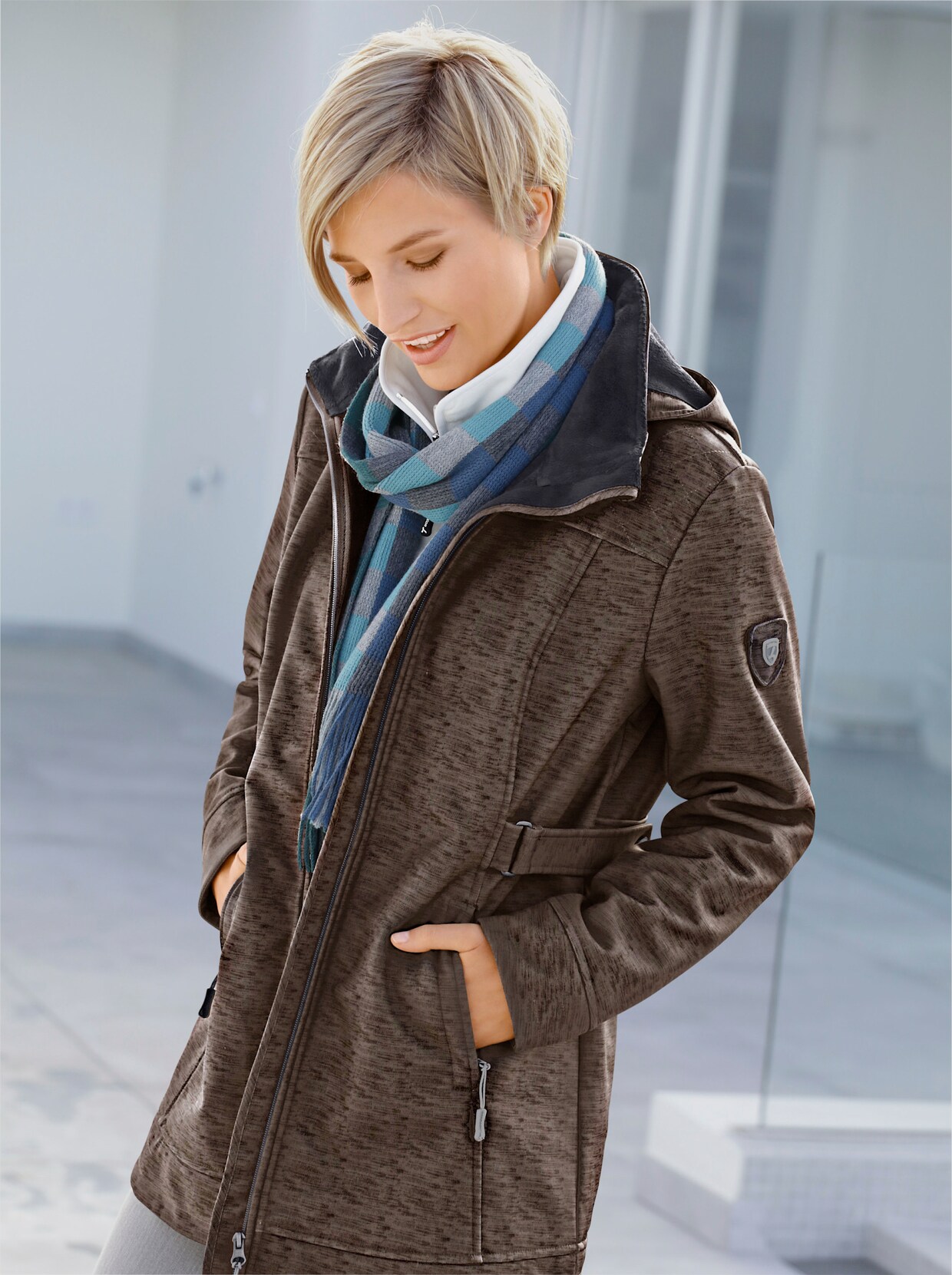 Softshelljacke - braun-meliert