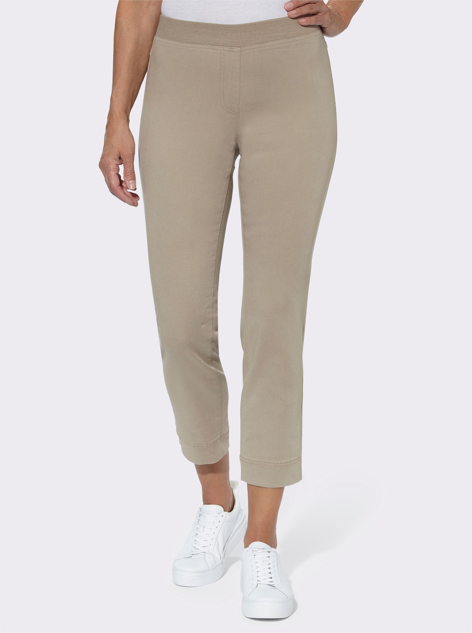 7/8-Jeans mit elastischem Strickbund - sesam