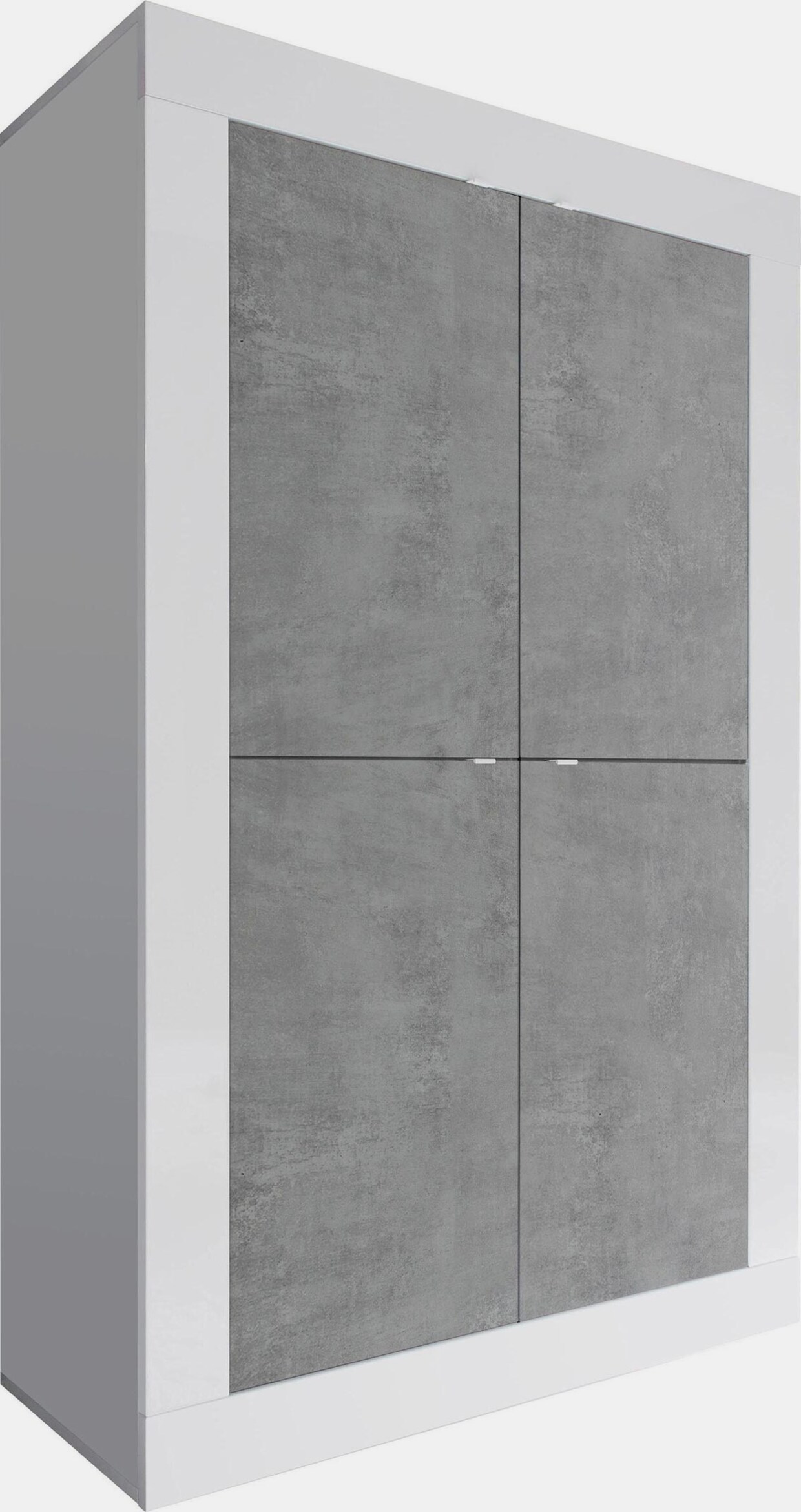 LC Highboard - weiß hochglanz lack/beton-optik