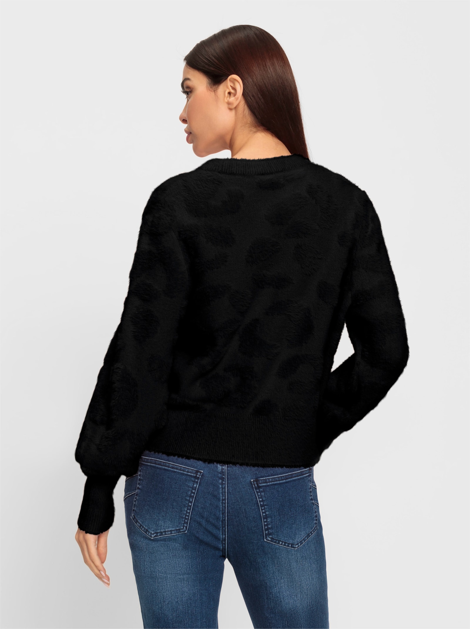 heine Strickpullover mit Ballon-Ärmel - schwarz