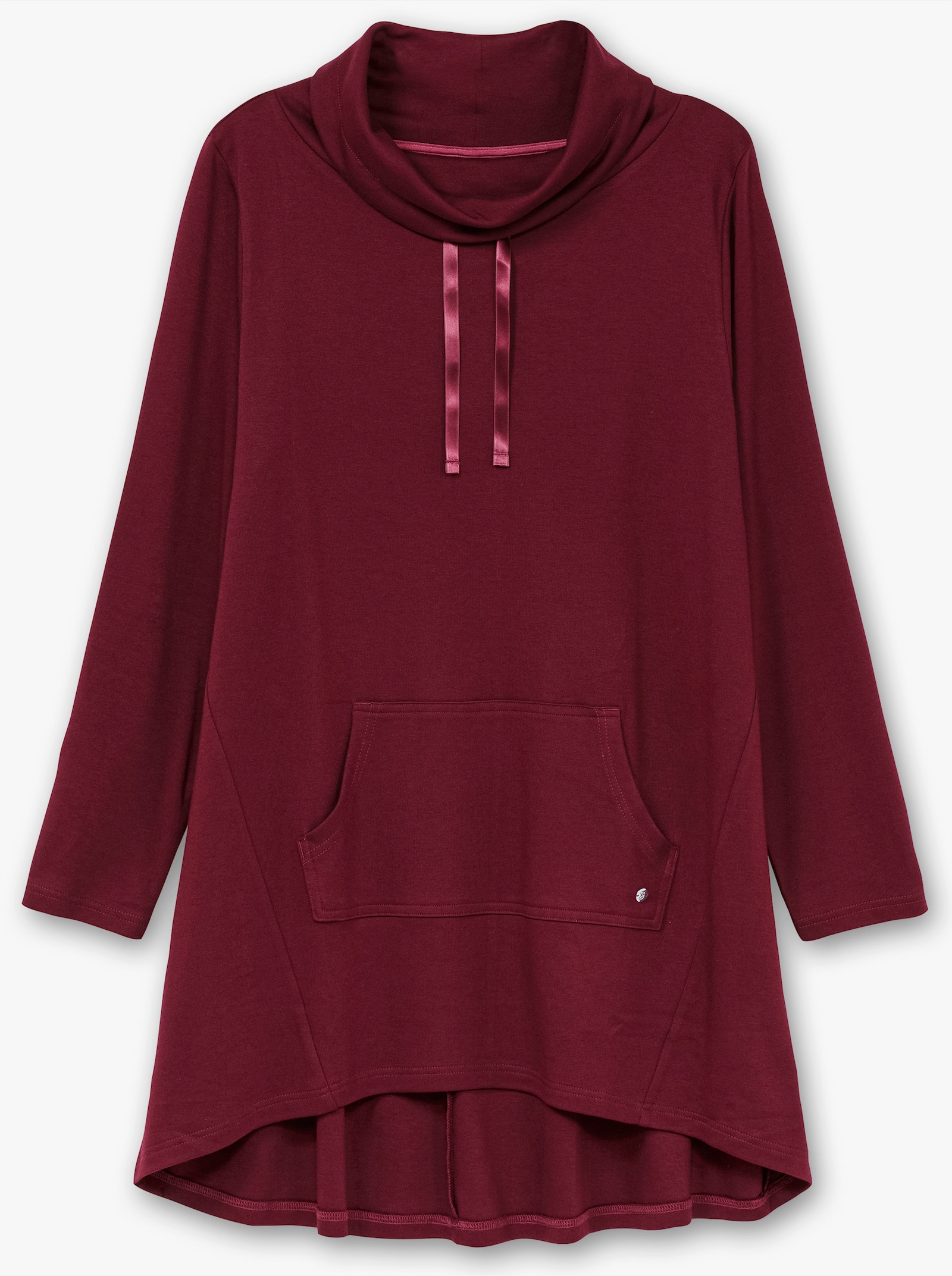 sheego Oversize-Shirt mit Satinbändern - weinrot