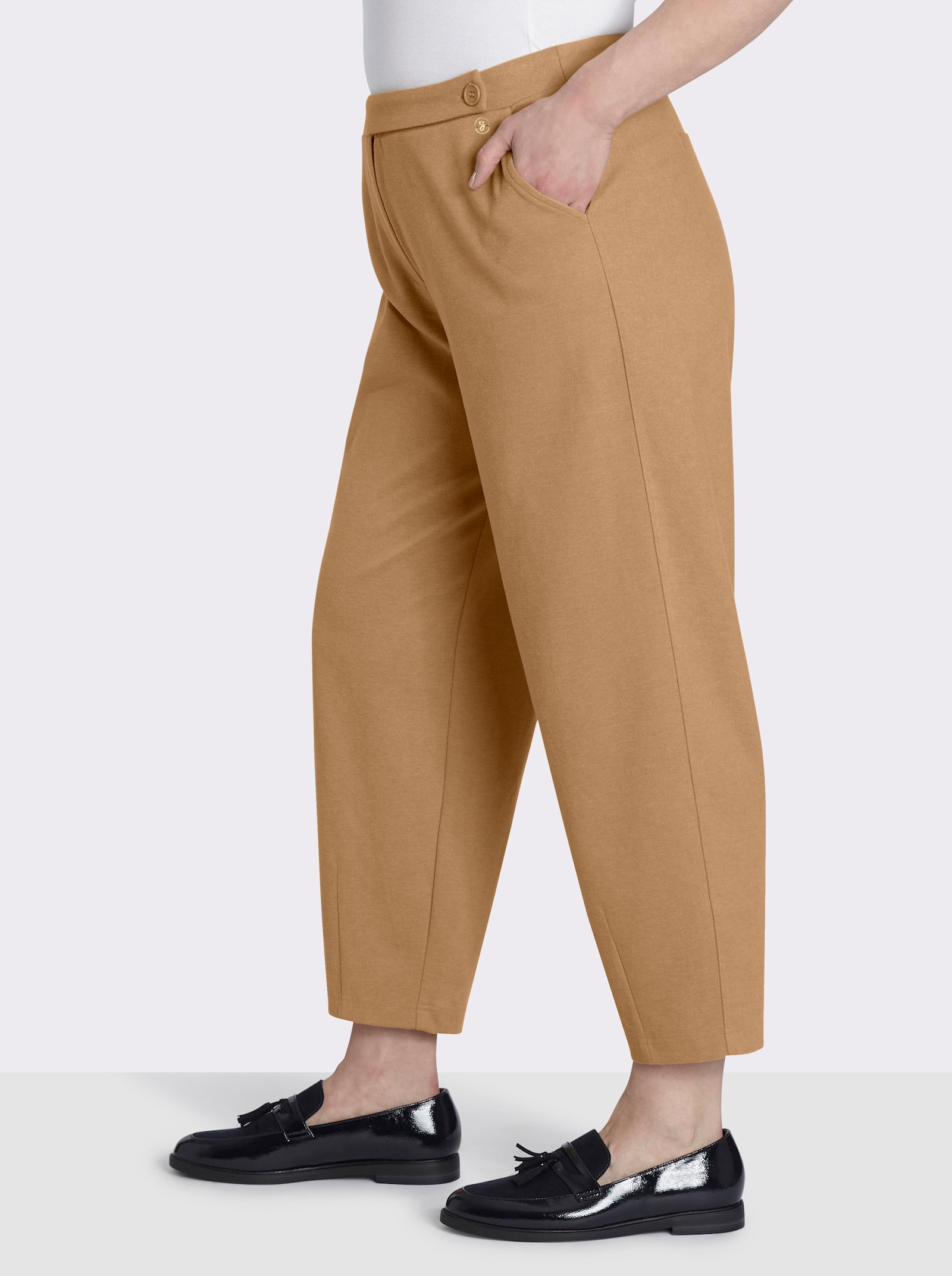 sheego Hose aus Flanell, mit Barrel-Leg - camel