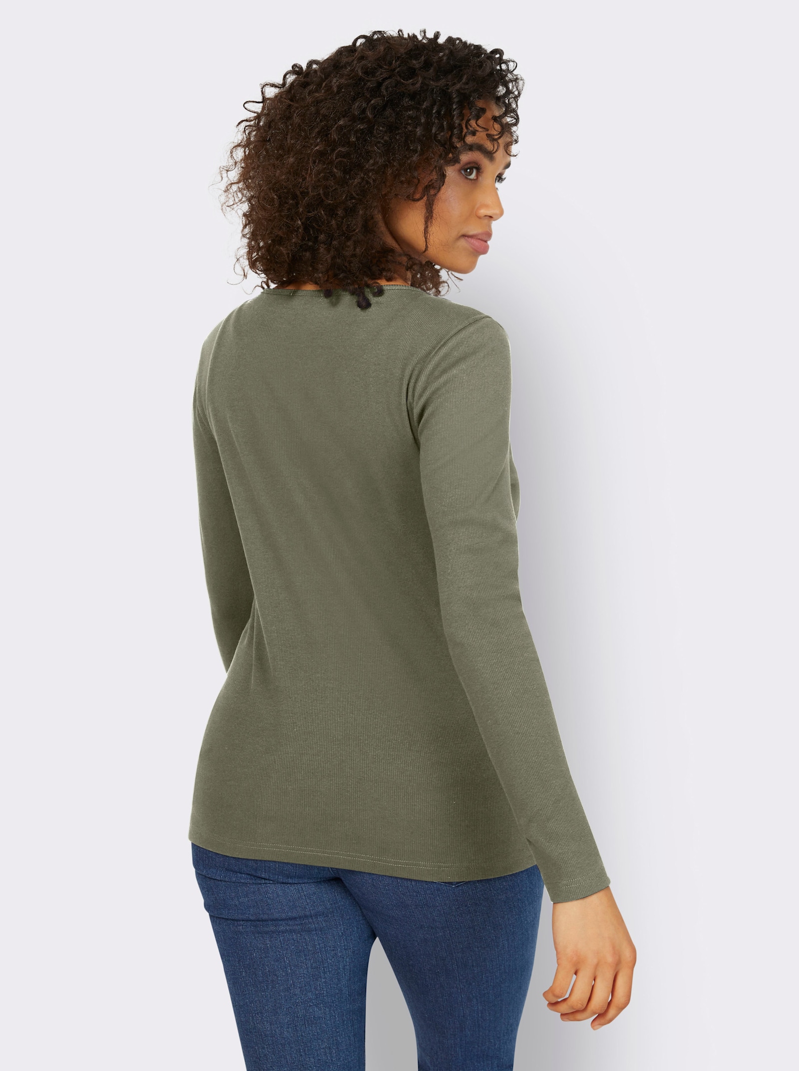 heine Langarmshirt mit Ripp-Struktur - khaki