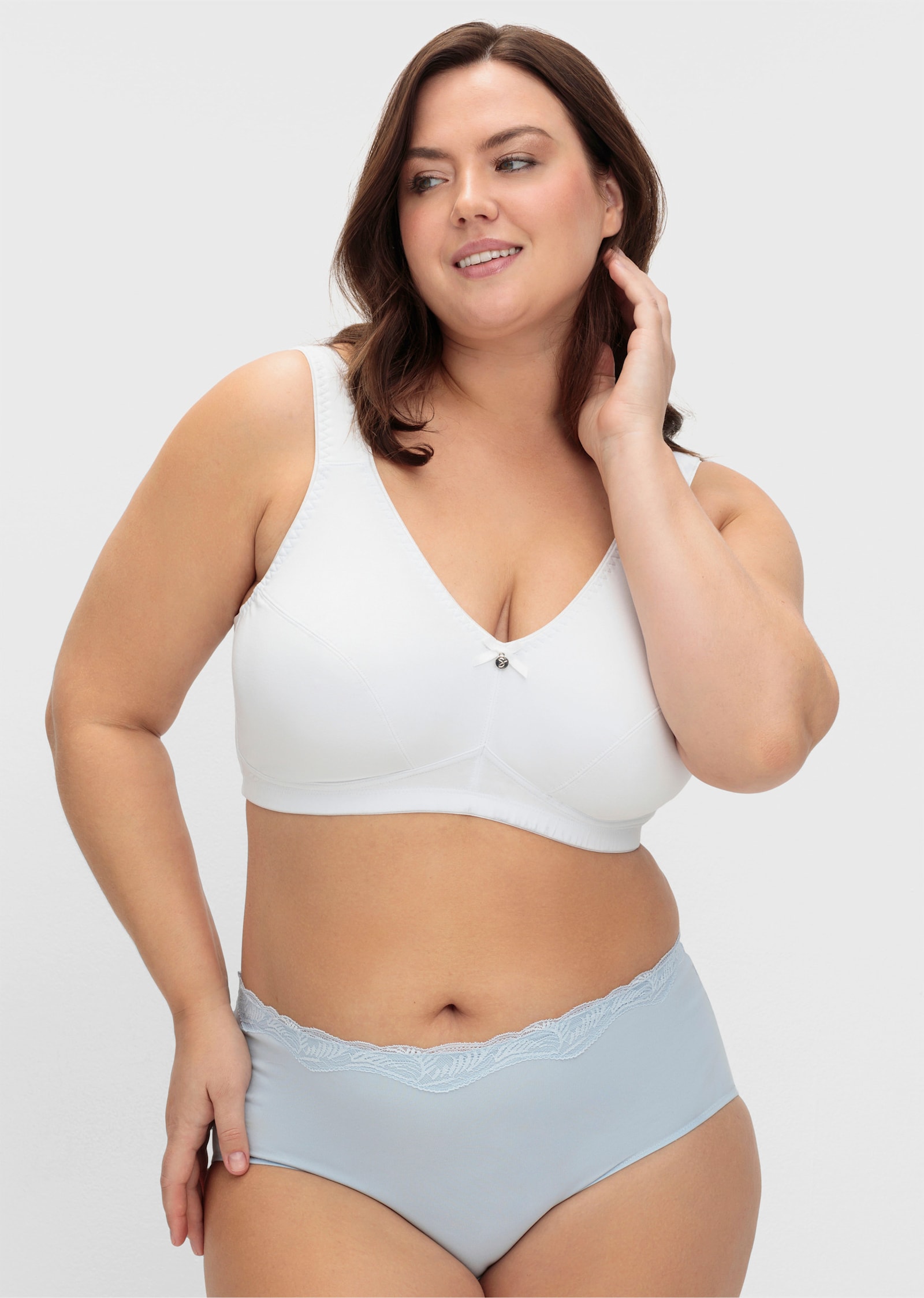 sheego Entlastungs-BH ohne Bügel im Doppelpack - hellblau+weiss