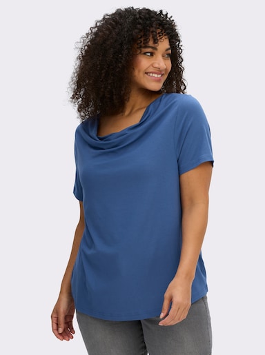 Wasserfallshirt mit kurzen Ärmeln - royalblau