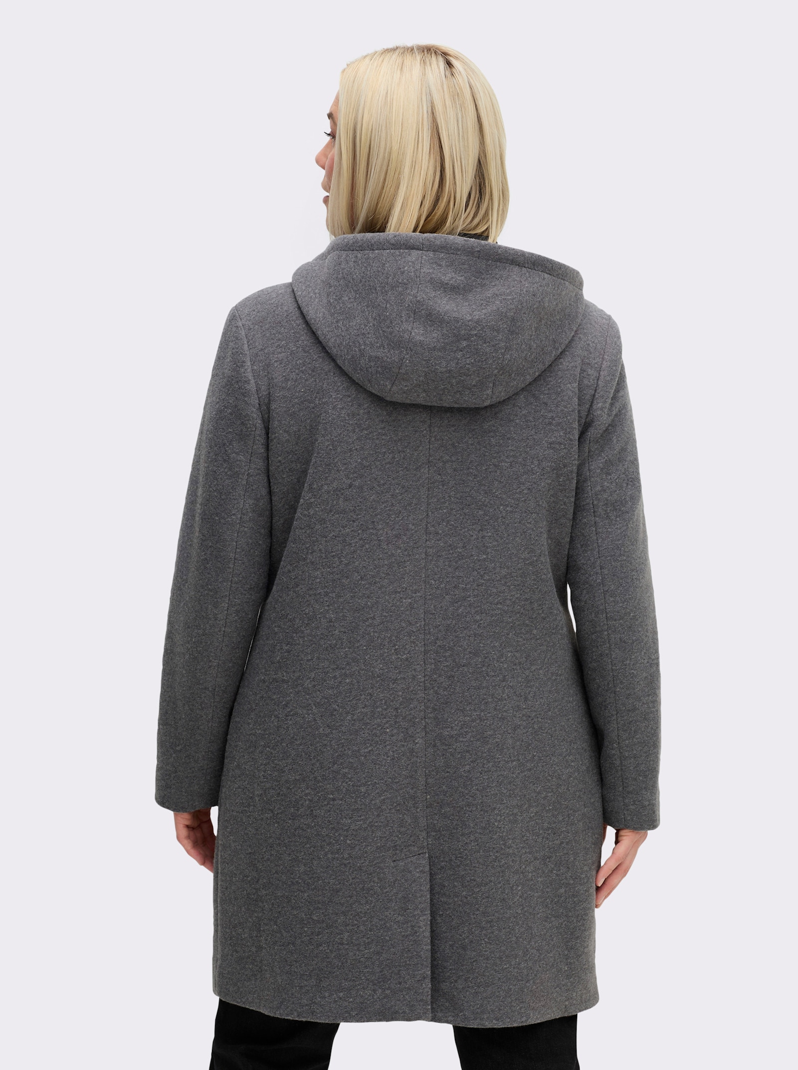 sheego Wintermantel mit verdecktem Gehschlitz - anthrazit-meliert