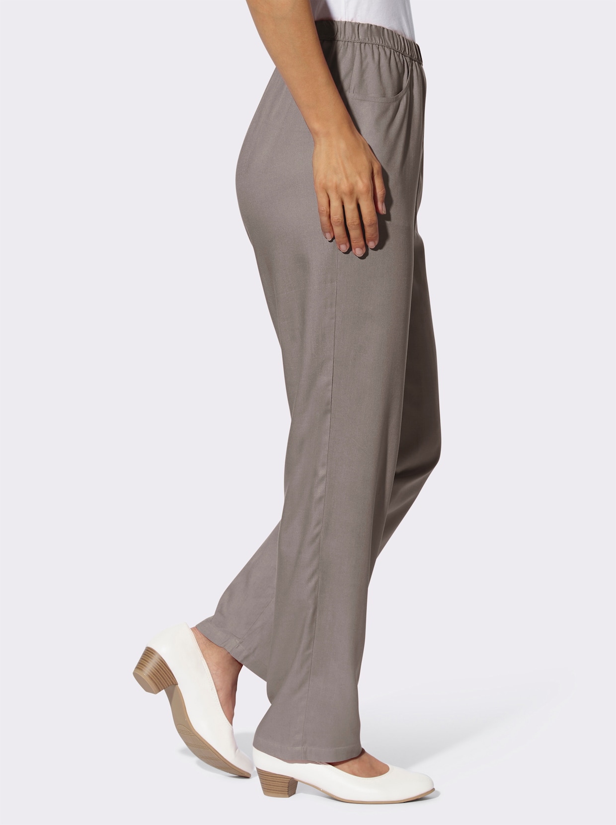 comfortbroek - taupe + taupe bedrukt