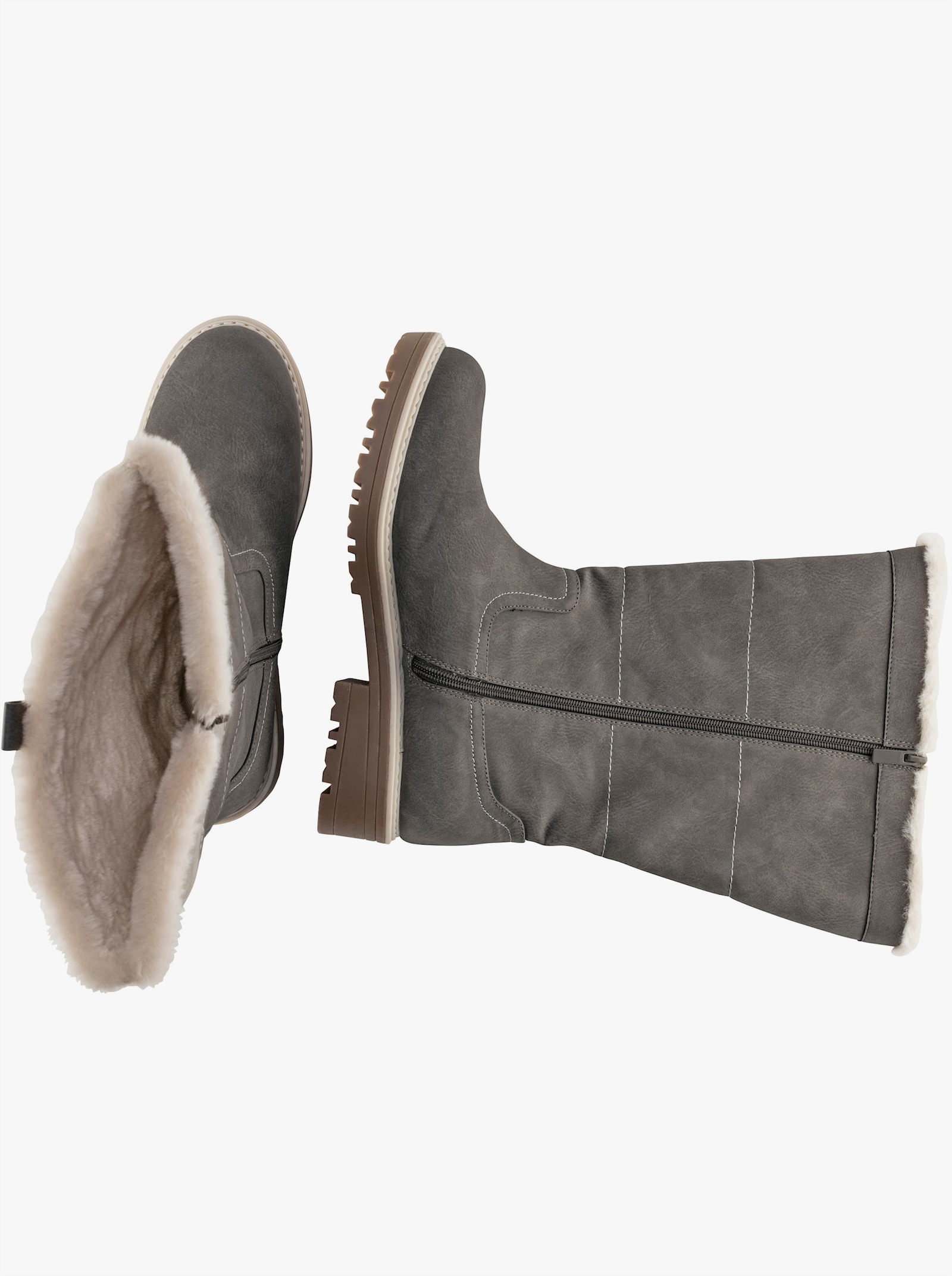 sheego Stiefel mit Pelz-Imitat gefüttert - taupe