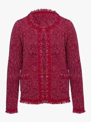 Strickjacke - rot-ecru-gemustert