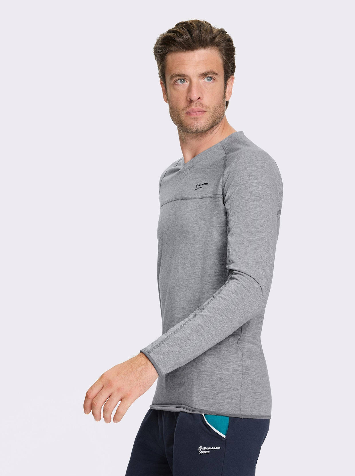 Catamaran Sports Freizeitshirt mit elastischen Abschlüssen - grau-meliert