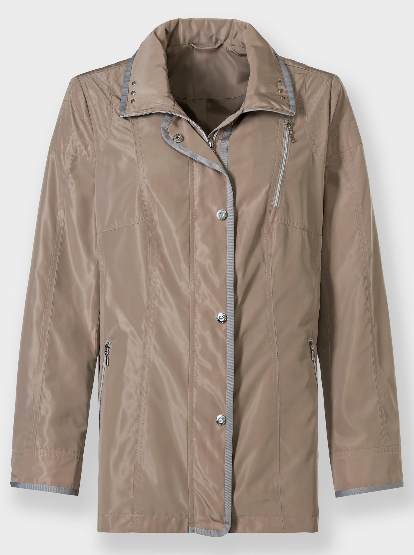 Parka mit silberfarbigen Details - beige