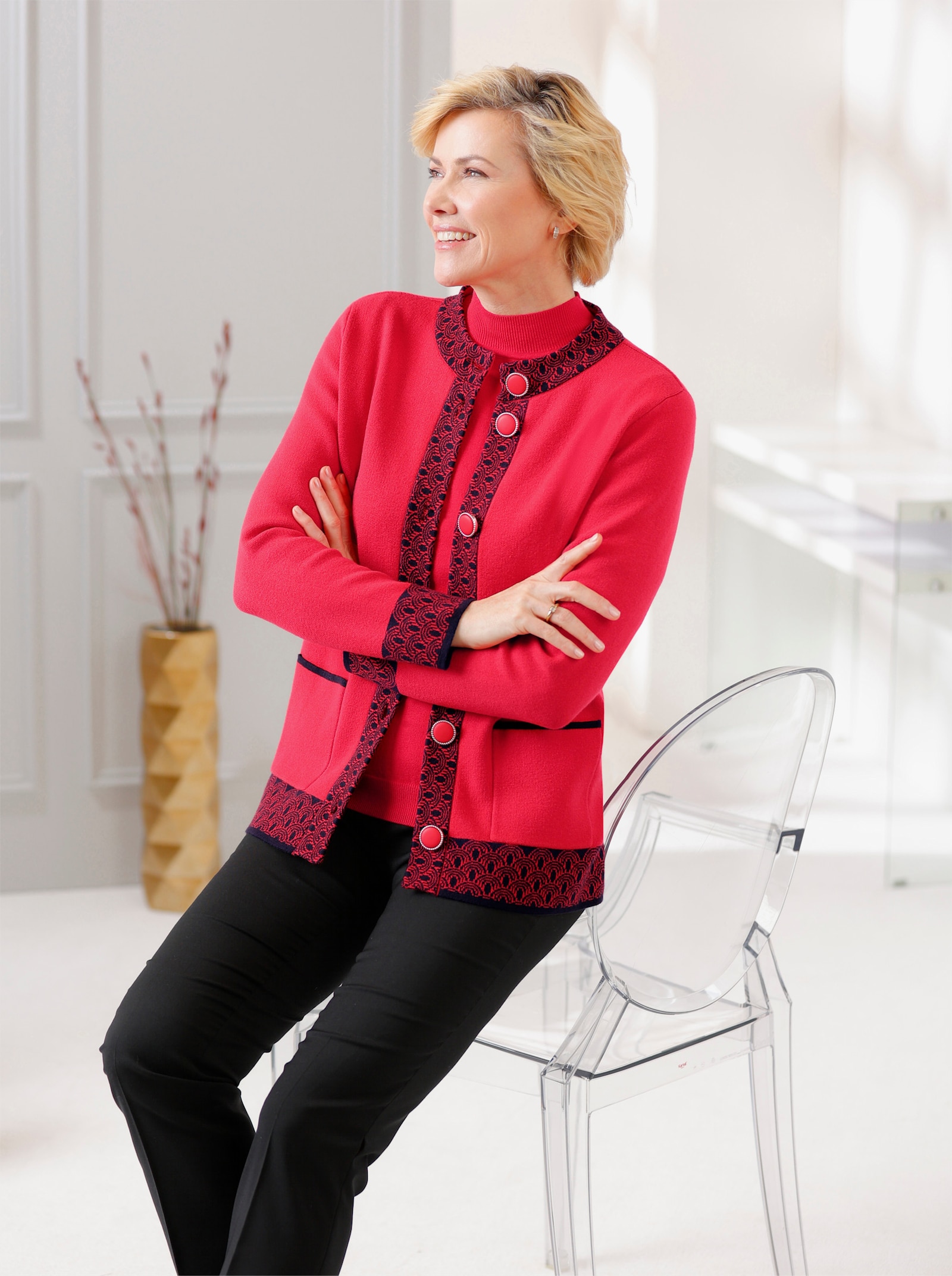 Strickjacke mit Modal-Anteil - rot