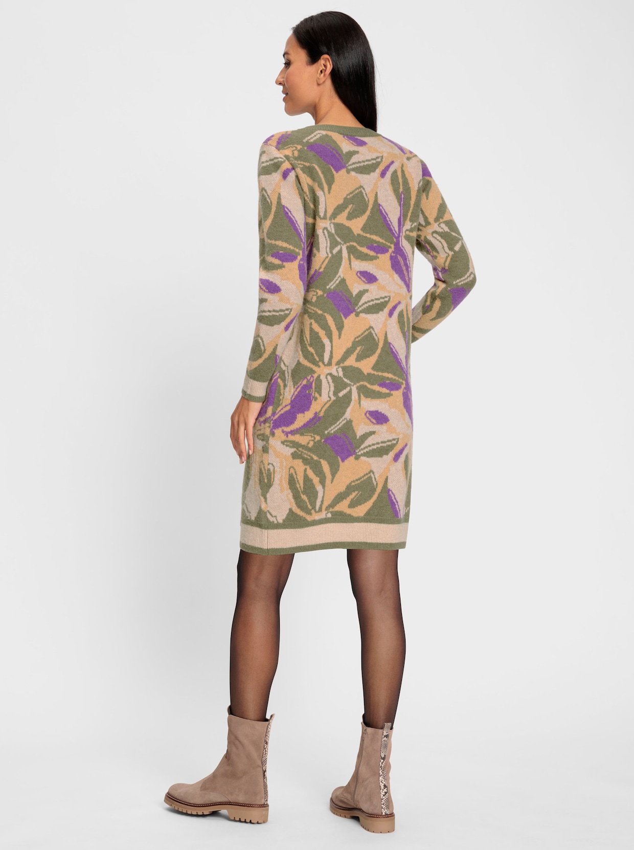 heine Strickkleid - beige-khaki-gemustert