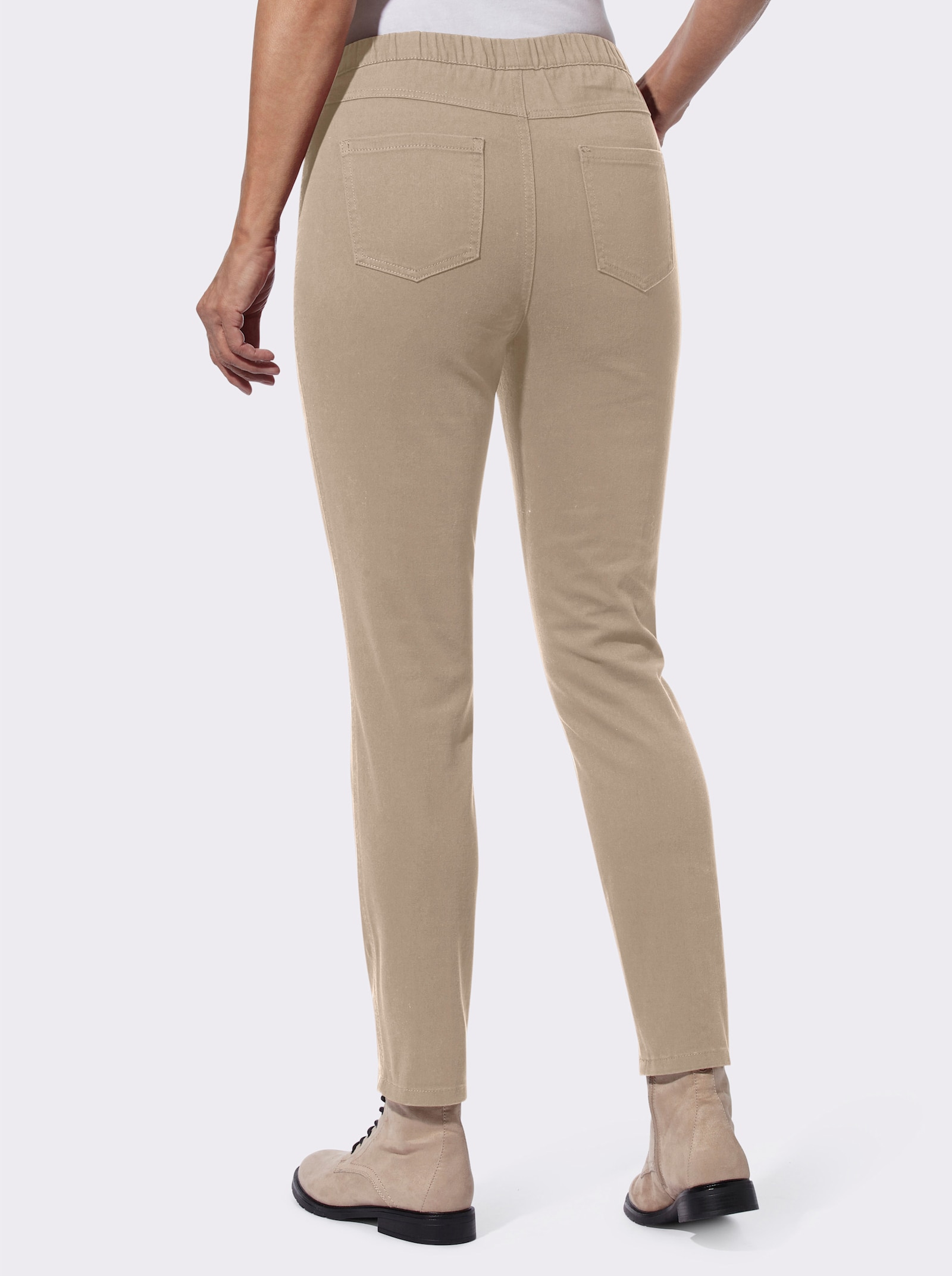 Comfortbroek met elastische band - beige