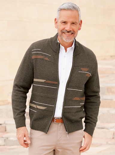 Marco Donati Strickjacke - khaki-meliert