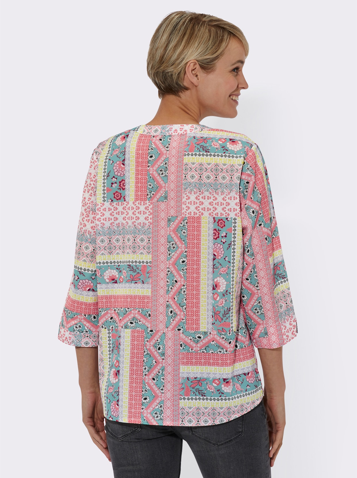 Comfortabele blouse - flamingo bedrukt