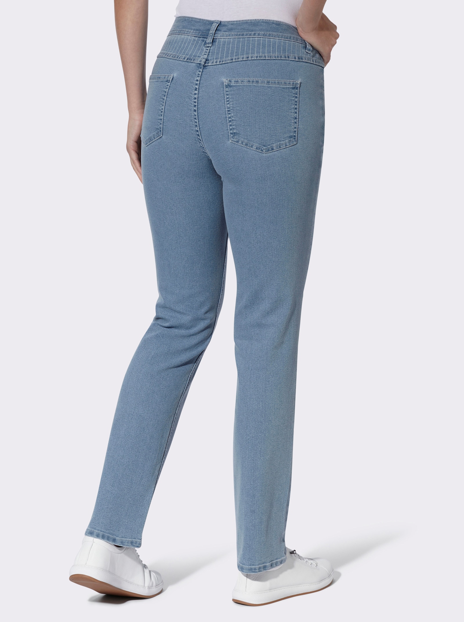 Jeans met gestreepte inzetten - blue-bleached