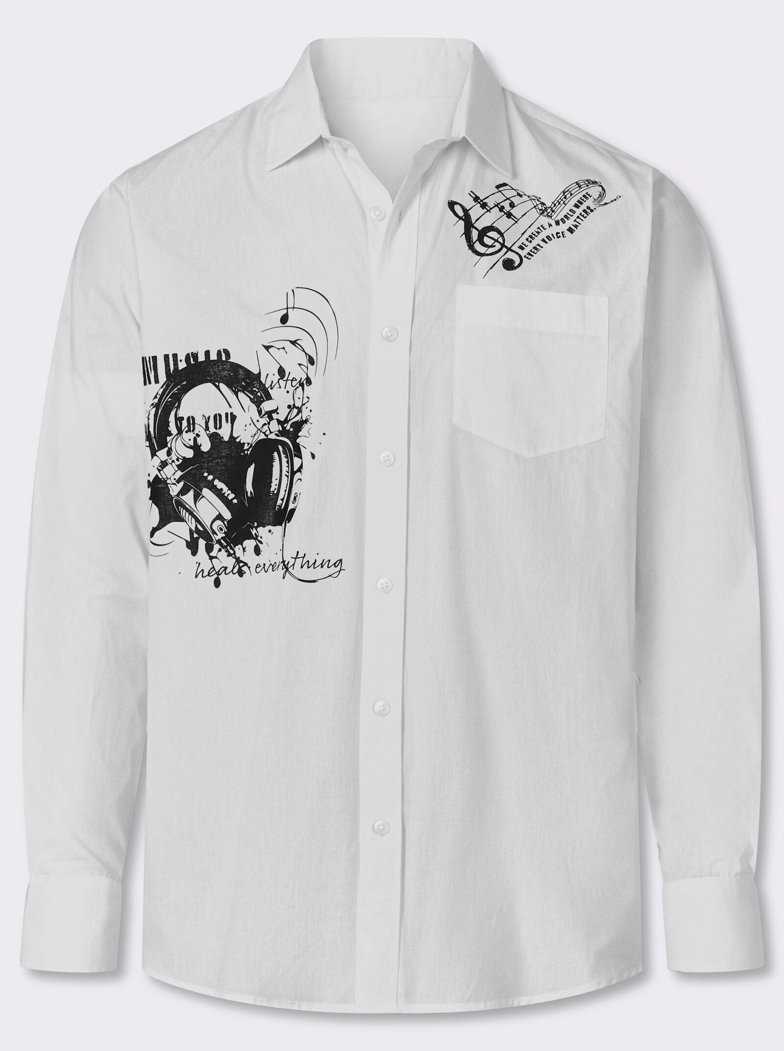 Catamaran Langarmhemd mit platzierten Prints, Baumwolle - weiß-bedruckt