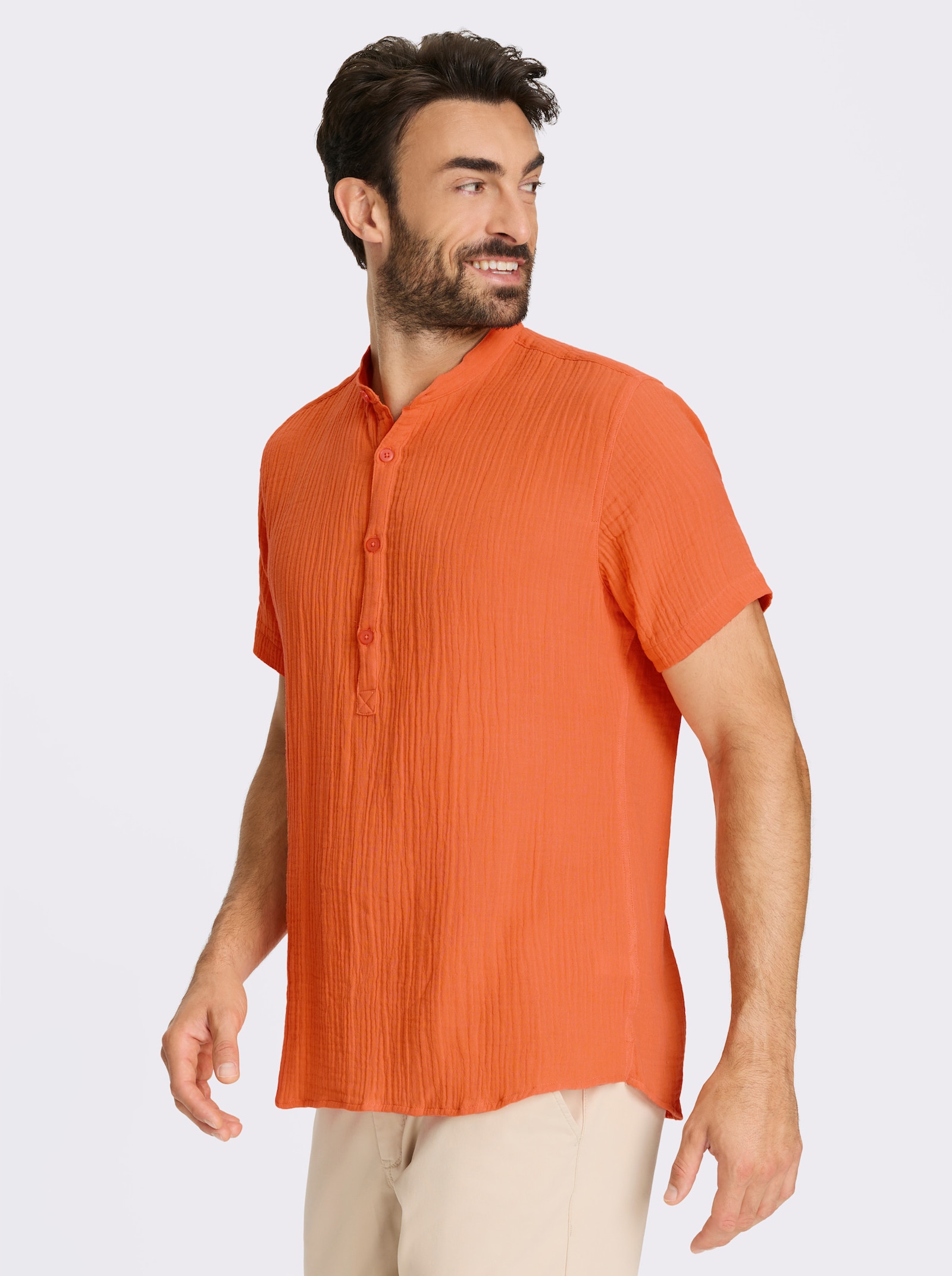 Catamaran Kurzarmhemd in Musselin-Qualität - papaya