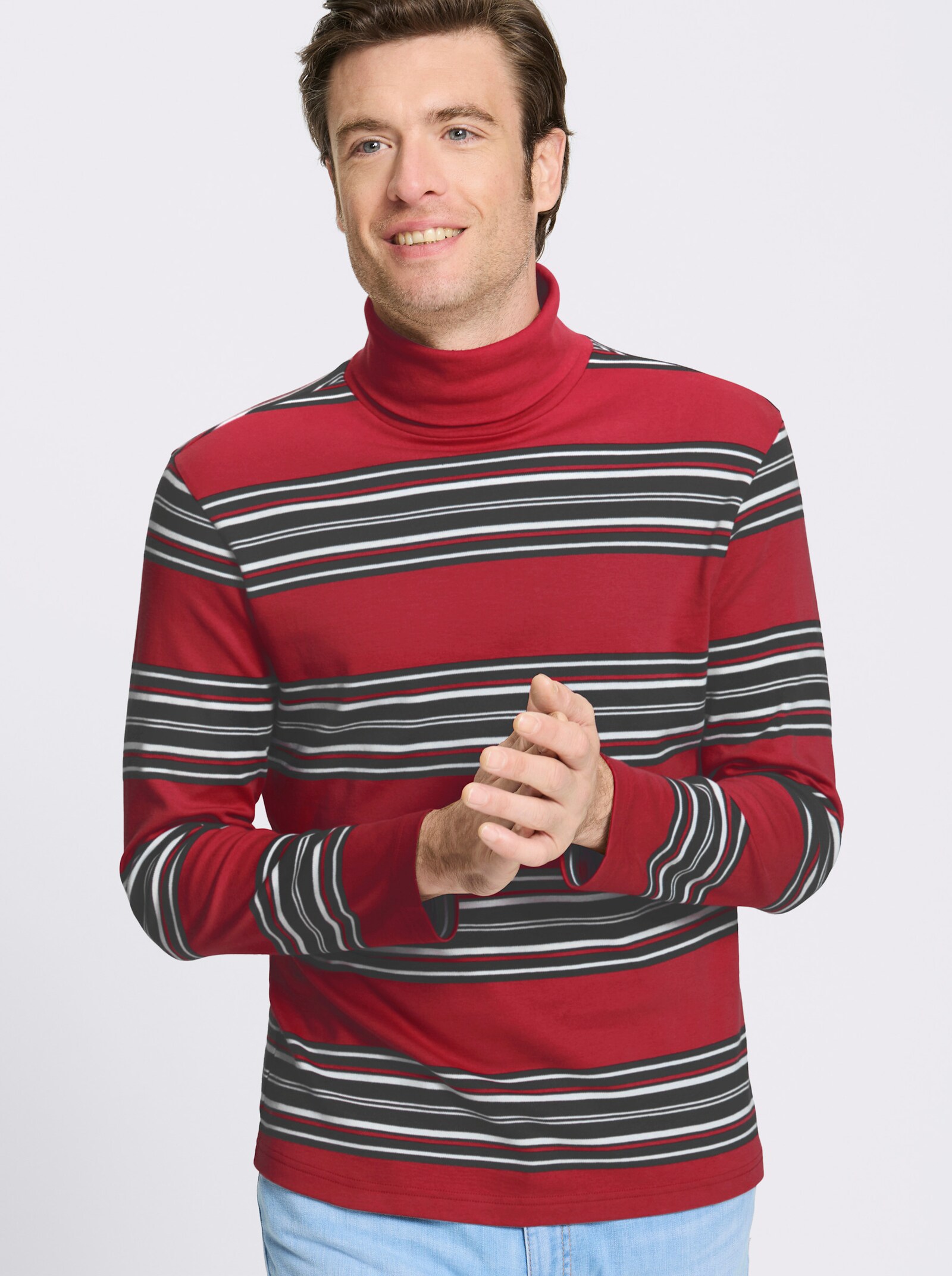 Catamaran Rollkragenshirt - kirsche-gestreift