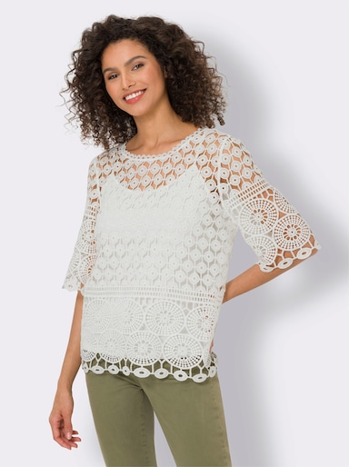 heine Rundhalsshirt inklusive passendem Top - ecru