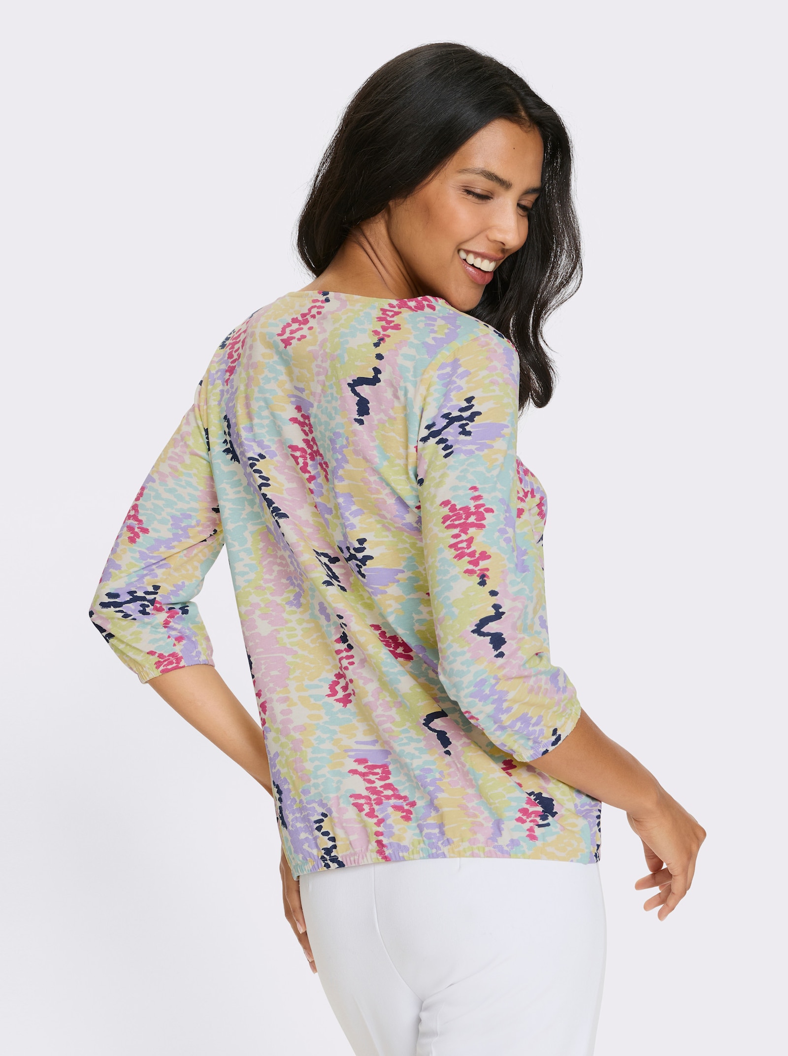 3/4-Arm-Shirt im Tupfen-Dessin - zitrone-lavendel-bedruckt