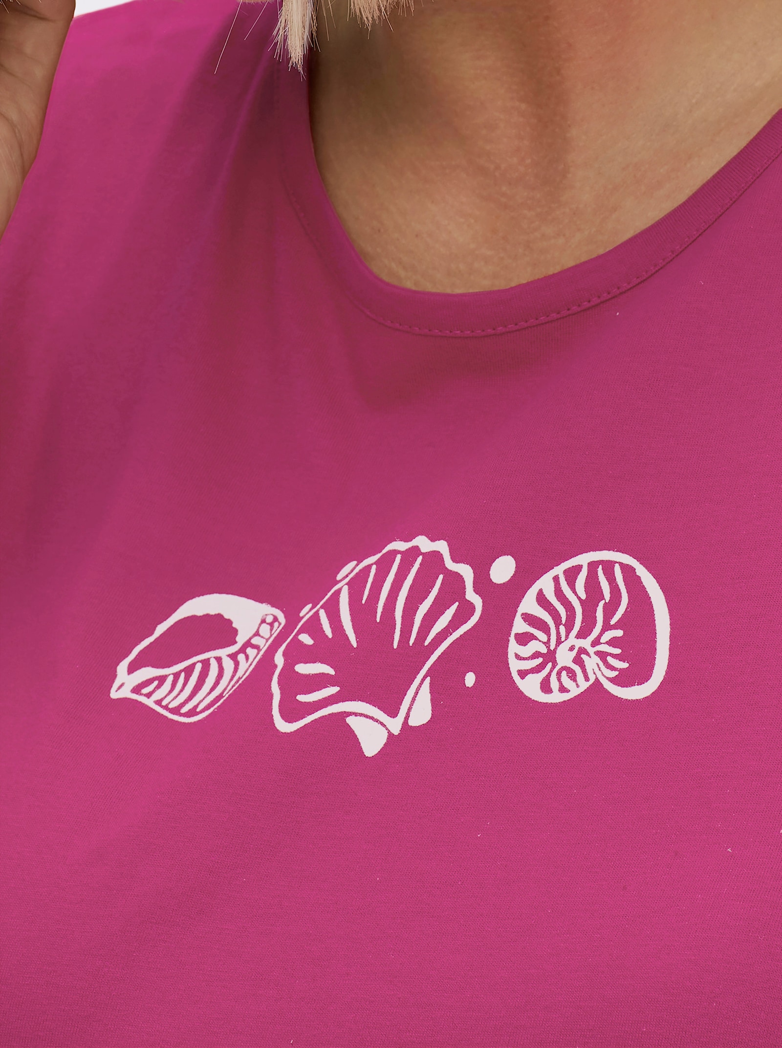 Shirttop mit Seitenschlitzen - fuchsia